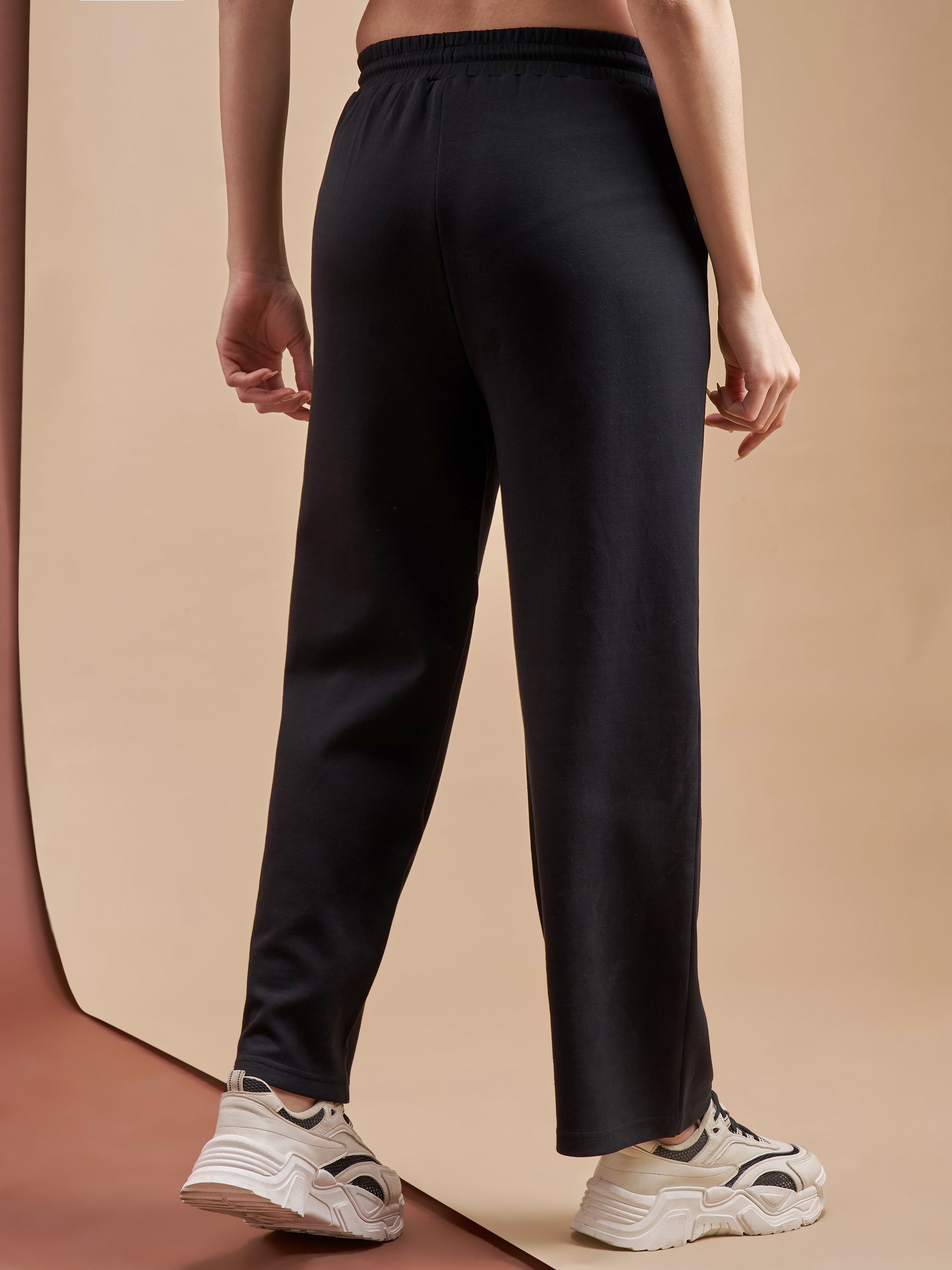 Street By Tokyo Talkies Women Black Relaxed Fit Track Pant - Black - Image 3