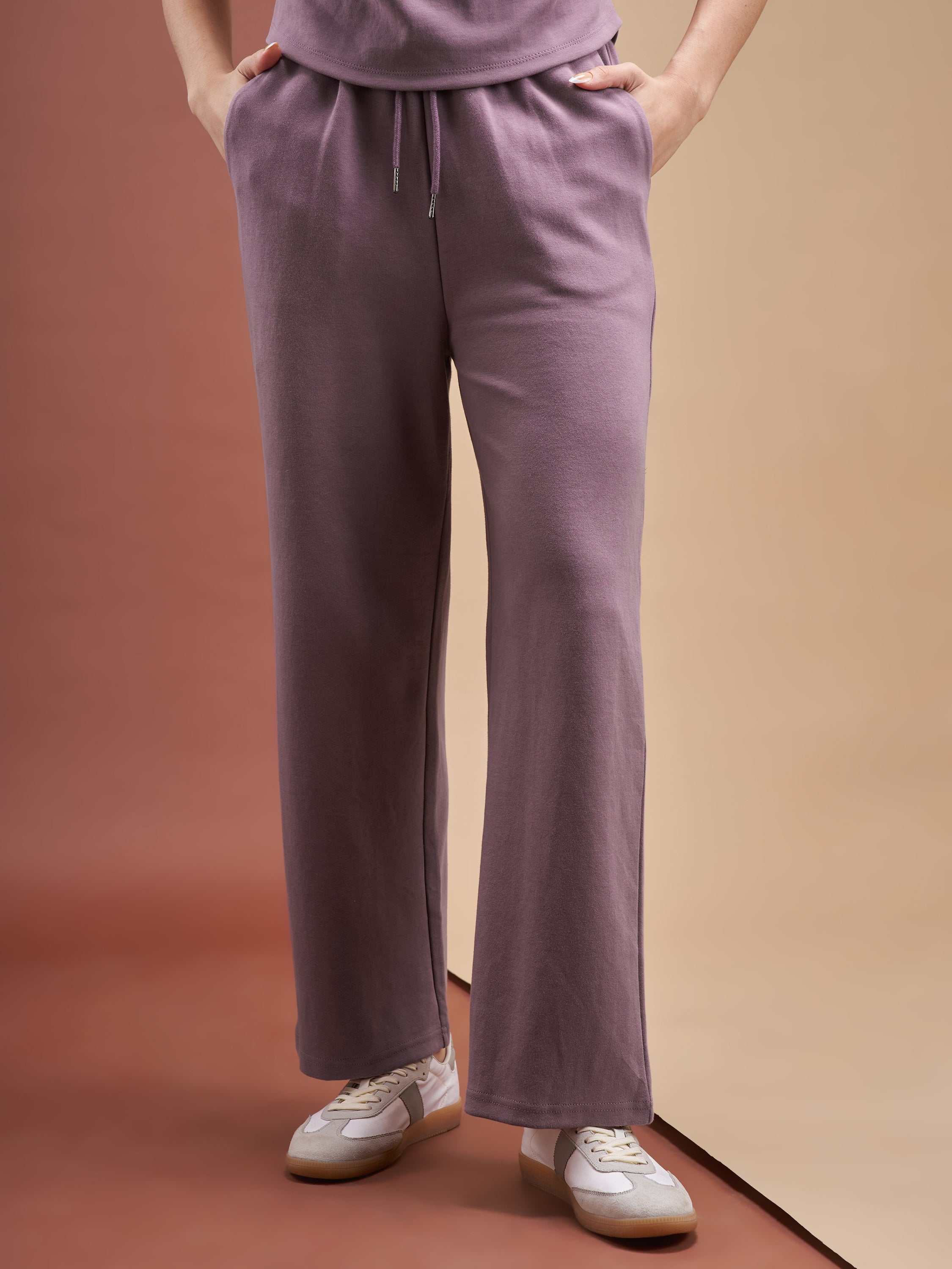 Street By Tokyo Talkies Women Purple Relaxed Fit Track Pant - Purple - Image 1
