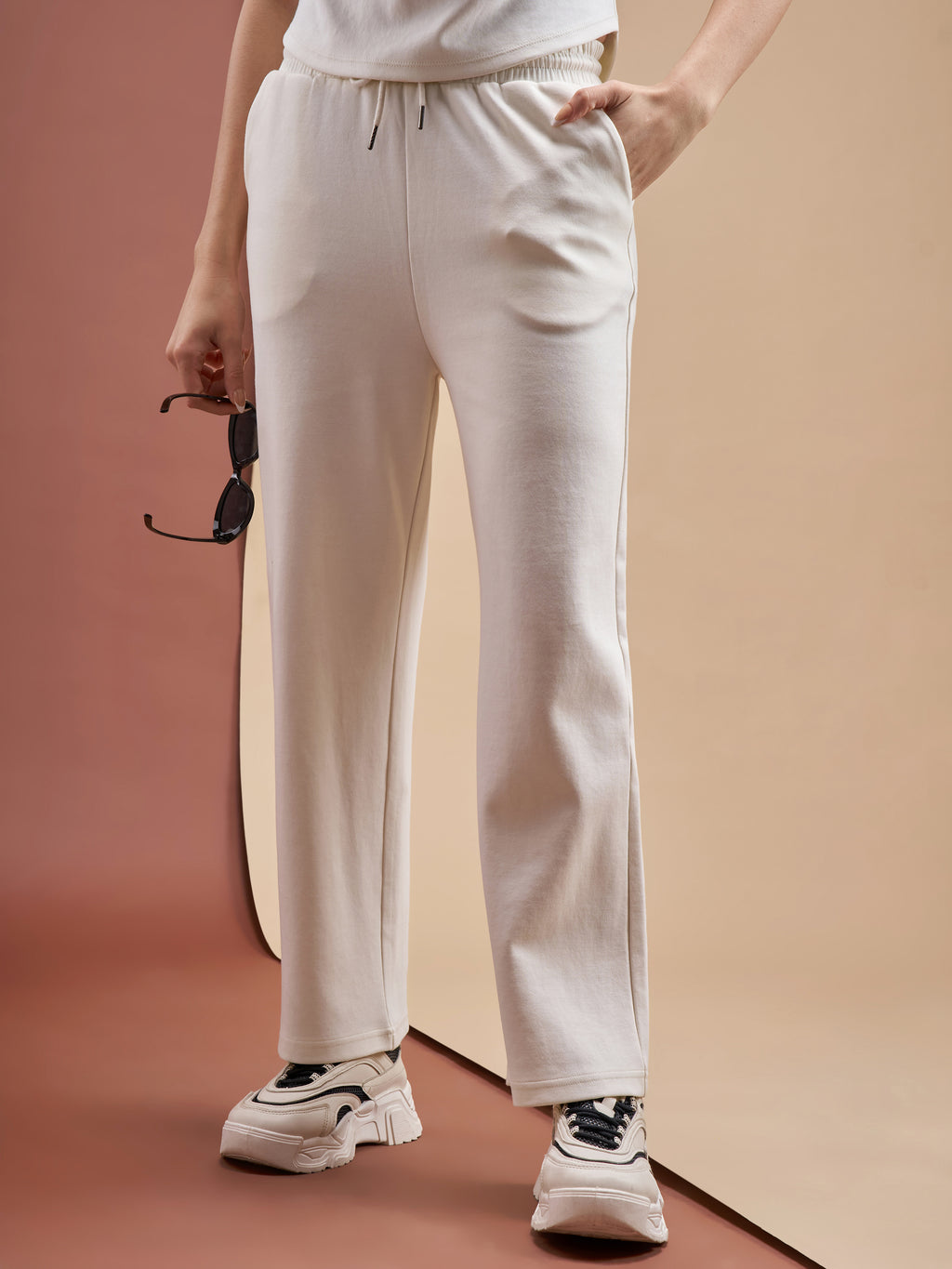 Street By Tokyo Talkies Women Off White Relaxed Fit Track Pant - Off White - Image 1