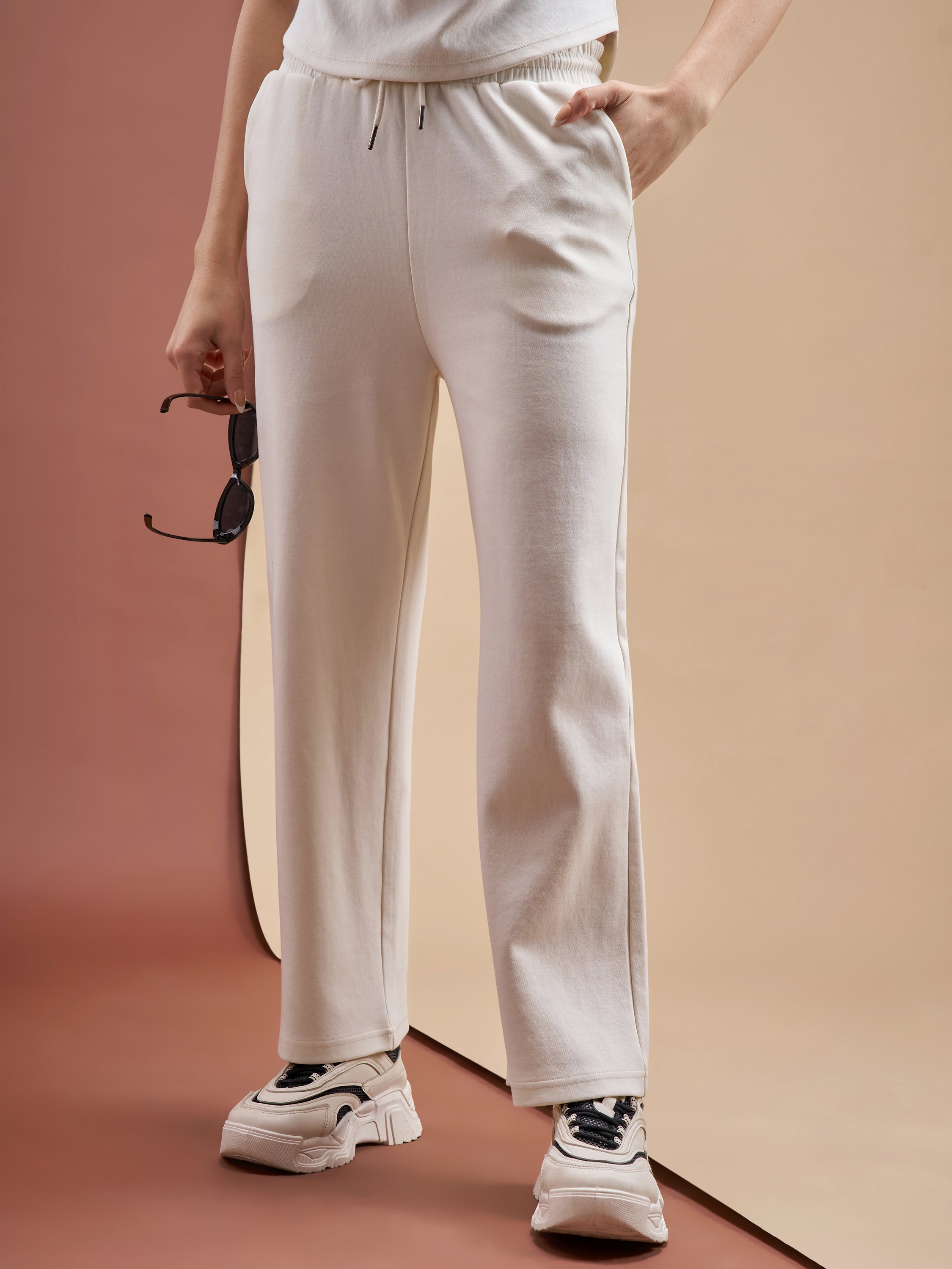 Street By Tokyo Talkies Women Off White Relaxed Fit Track Pant - Off White - Image 1