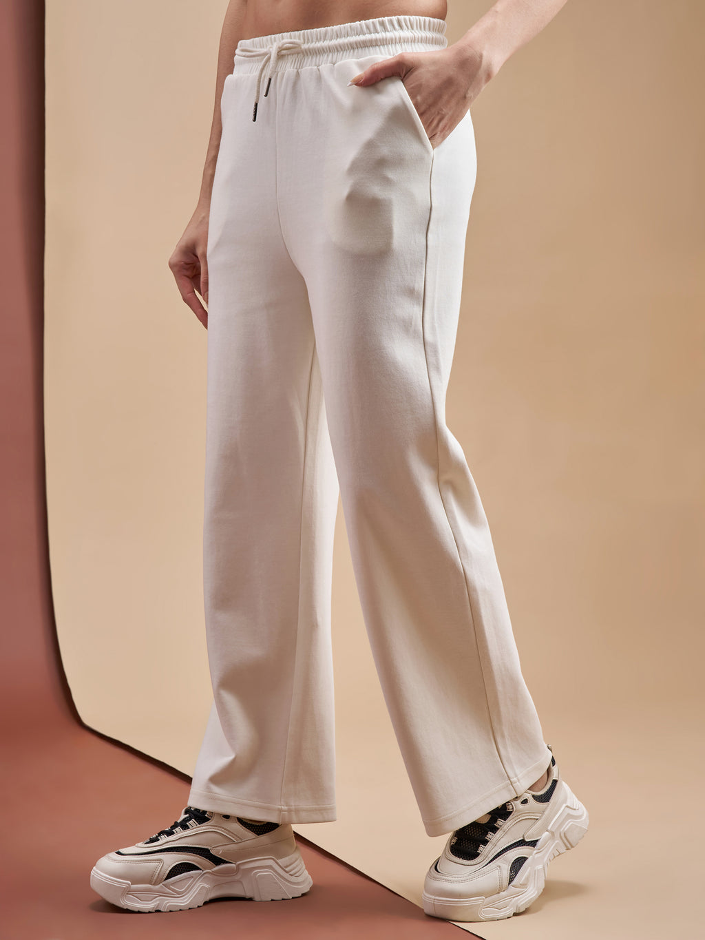 Street By Tokyo Talkies Women Off White Relaxed Fit Track Pant - Off White - Image 4