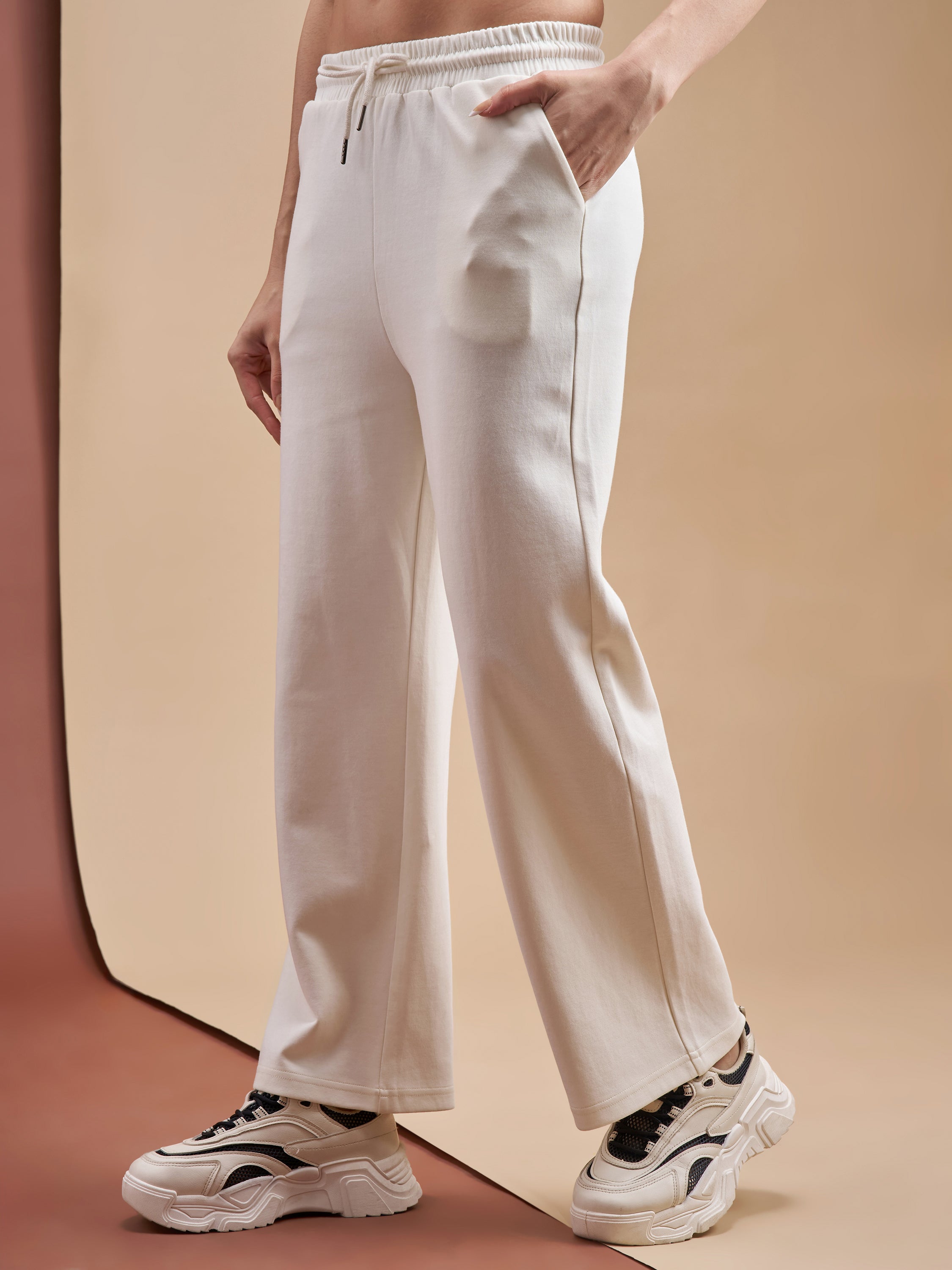 Street By Tokyo Talkies Women Off White Relaxed Fit Track Pant - Off White - Image 4