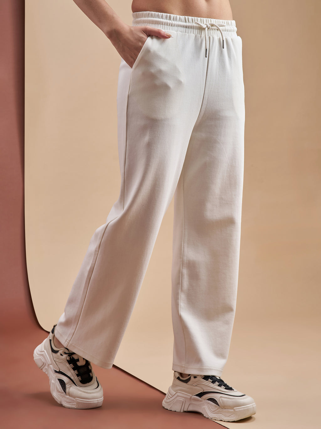 Street By Tokyo Talkies Women Off White Relaxed Fit Track Pant - Off White - Image 6