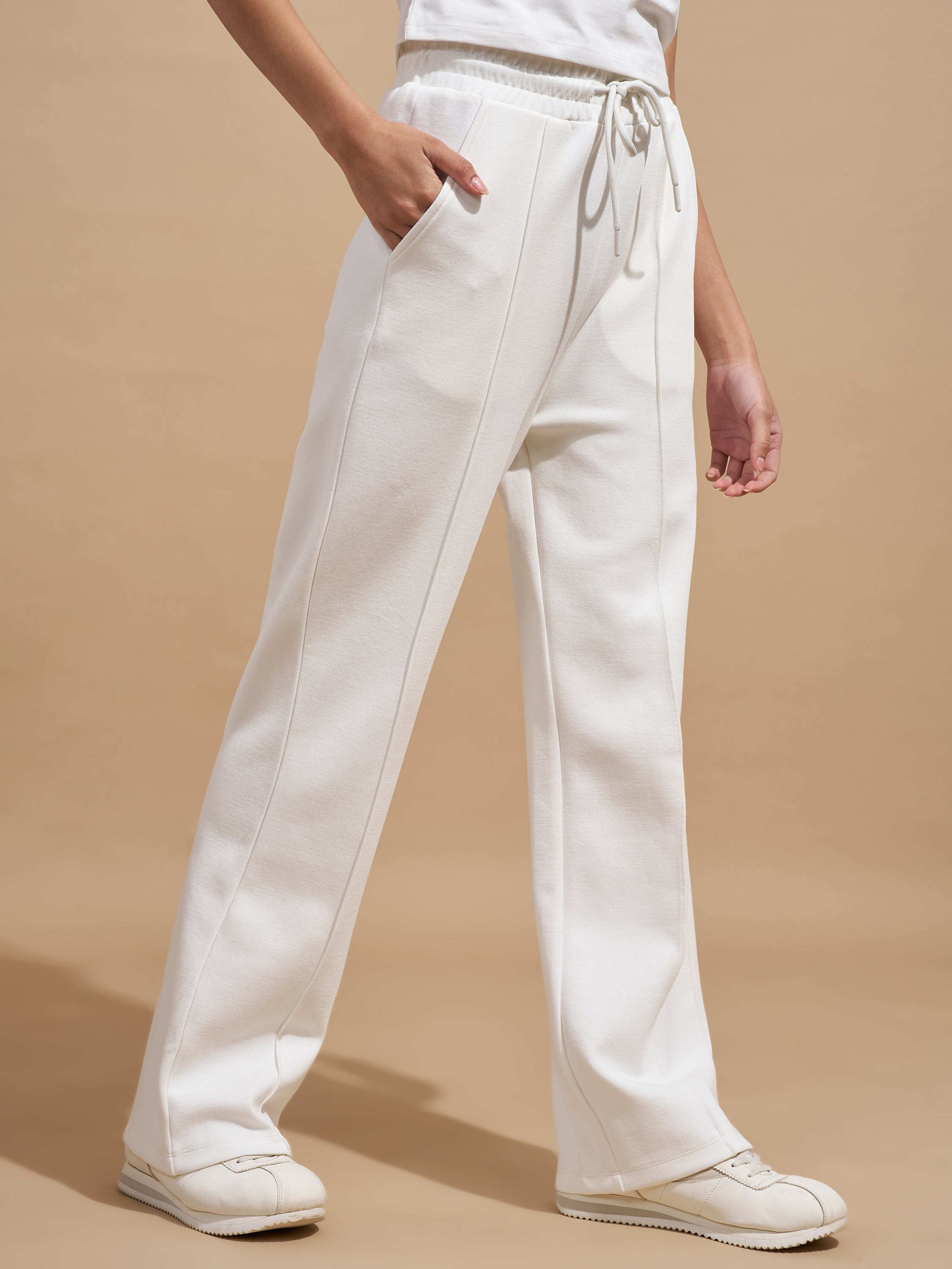 Tokyo Talkies Women White Regular Fit Track Pant