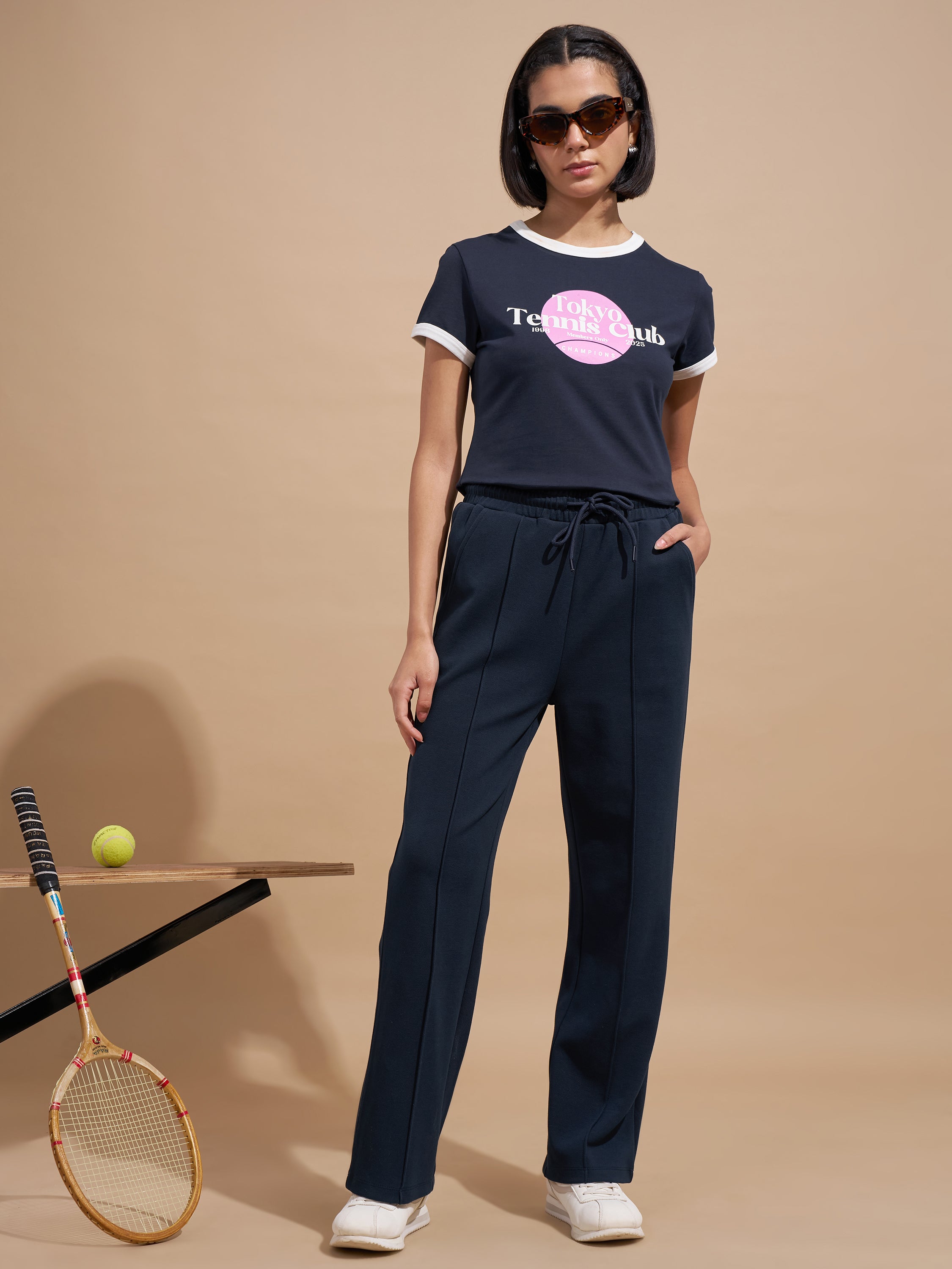 Tokyo Talkies Women Navy Blue Regular Fit Track Pant