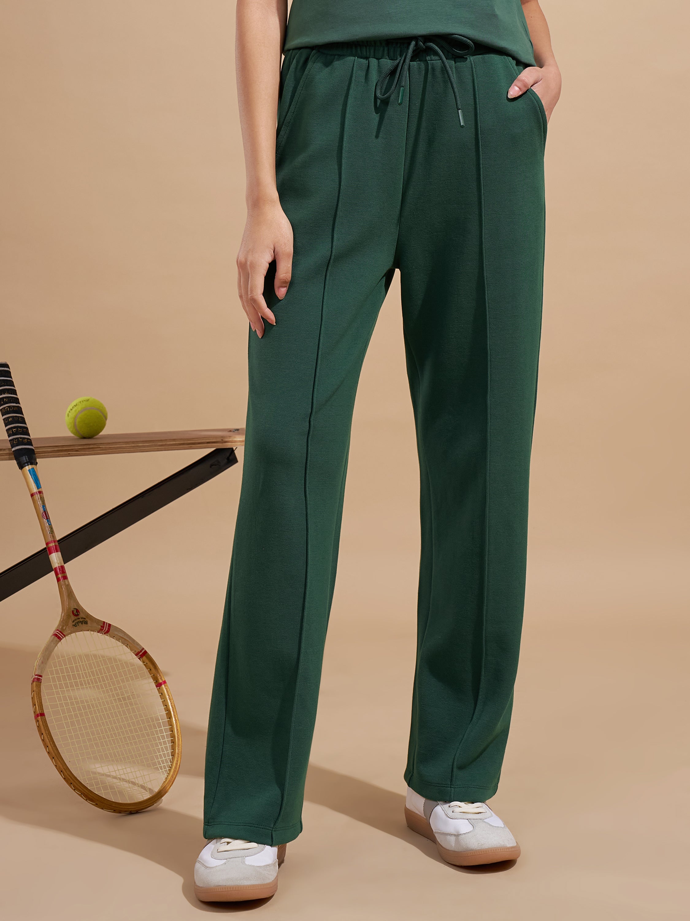 Tokyo Talkies Women Green Regular Fit Track Pant