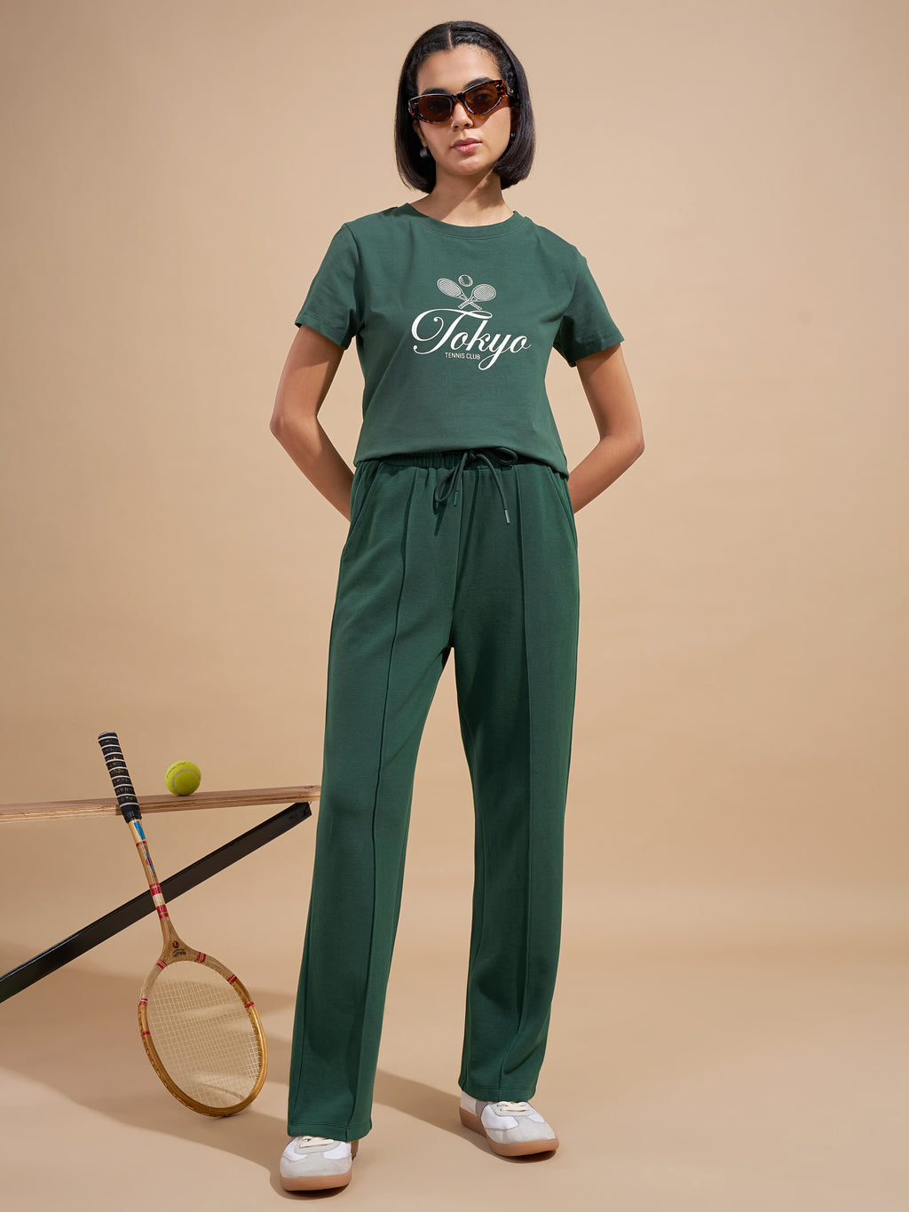 Tokyo Talkies Women Green Regular Fit Track Pant
