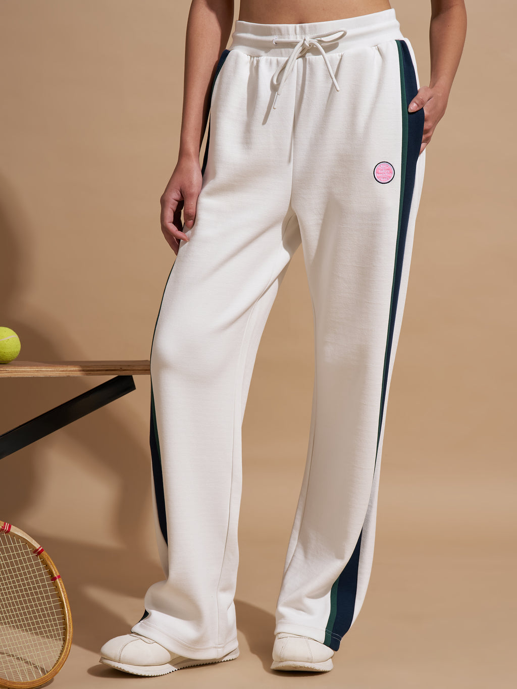 Tokyo Talkies Women White Relaxed Fit Track Pant