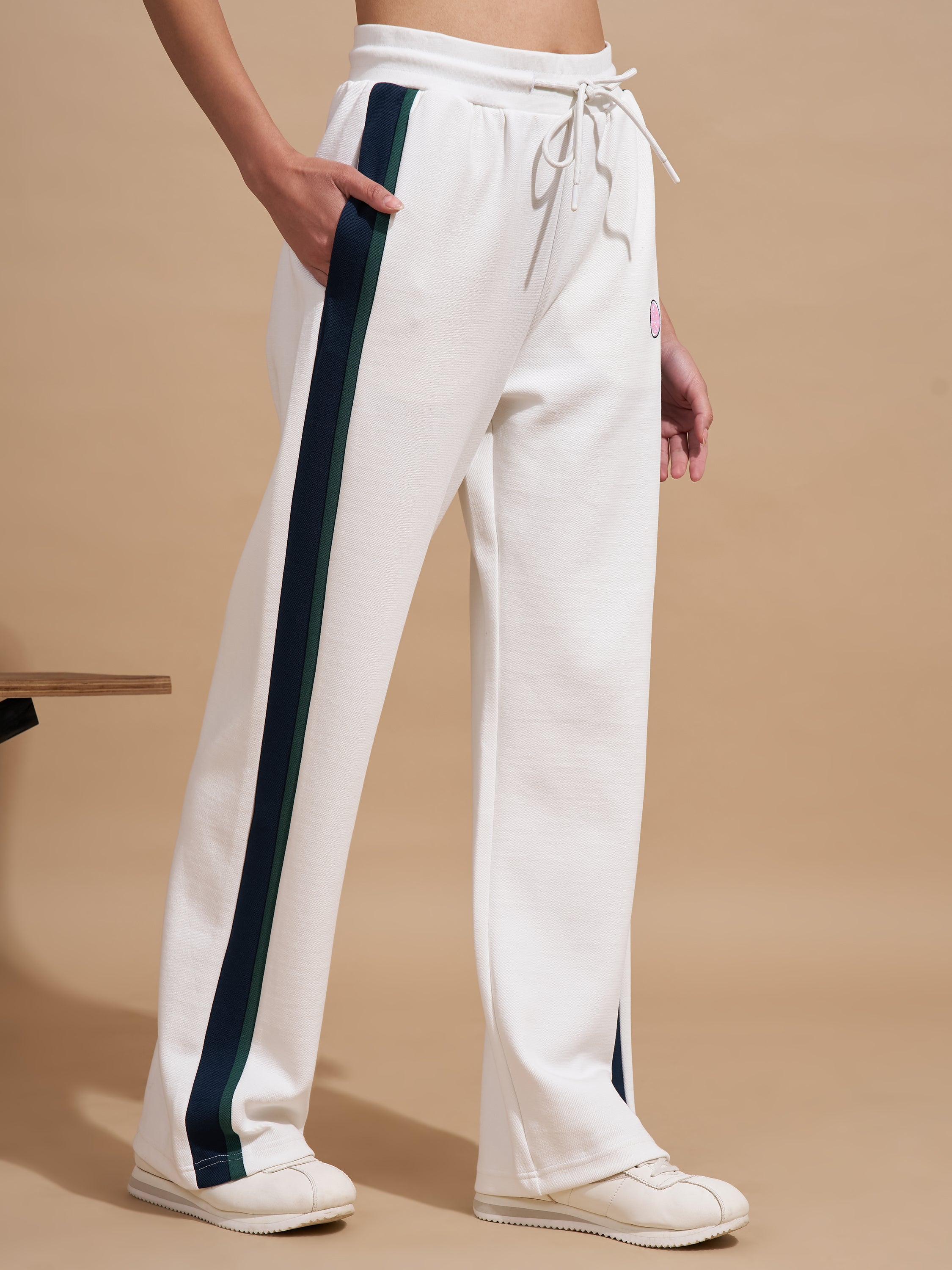 Tokyo Talkies Women White Relaxed Fit Track Pant