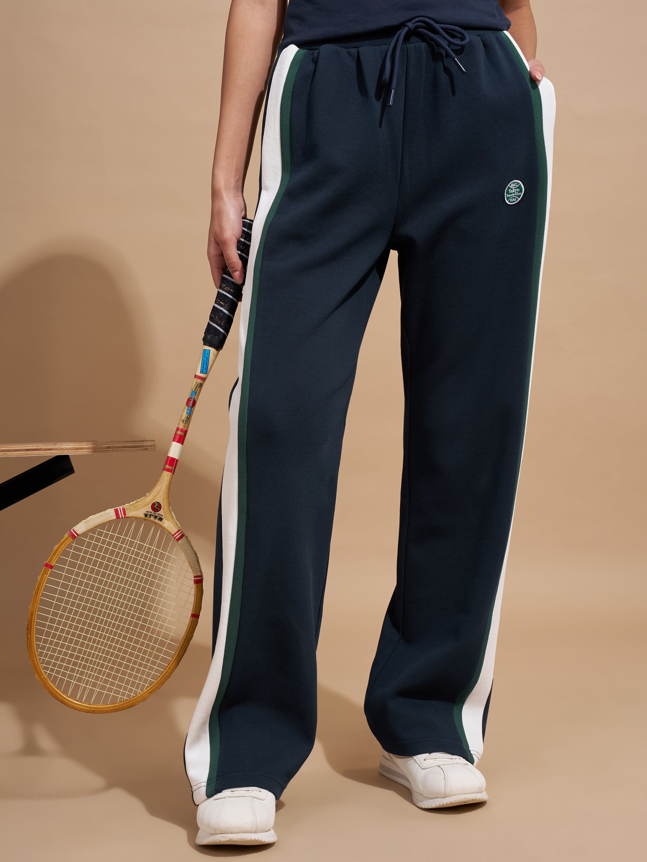 Tokyo Talkies Women Navy Blue Relaxed Fit Track Pant