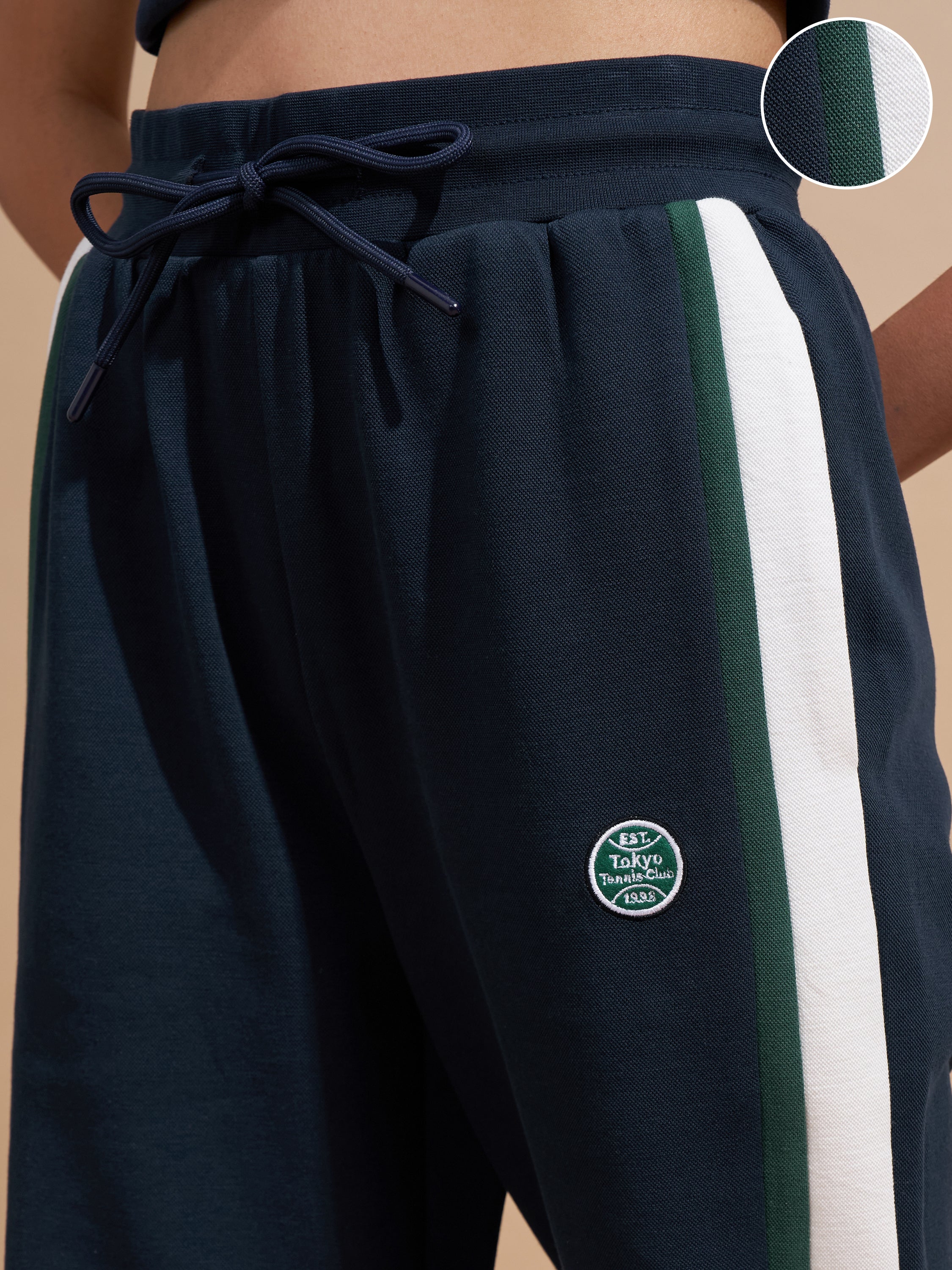 Tokyo Talkies Women Navy Blue Relaxed Fit Track Pant