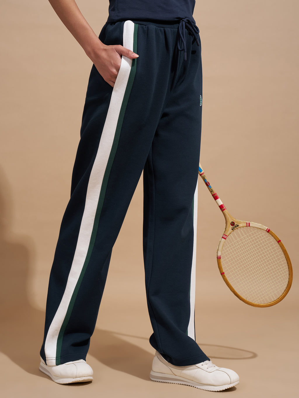 Tokyo Talkies Women Navy Blue Relaxed Fit Track Pant