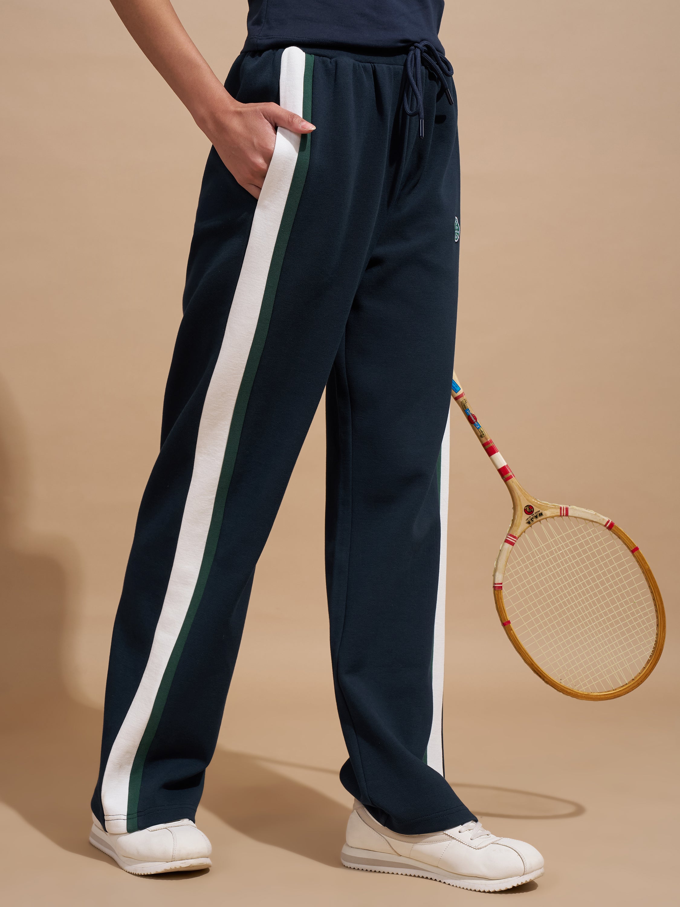 Tokyo Talkies Women Navy Blue Relaxed Fit Track Pant