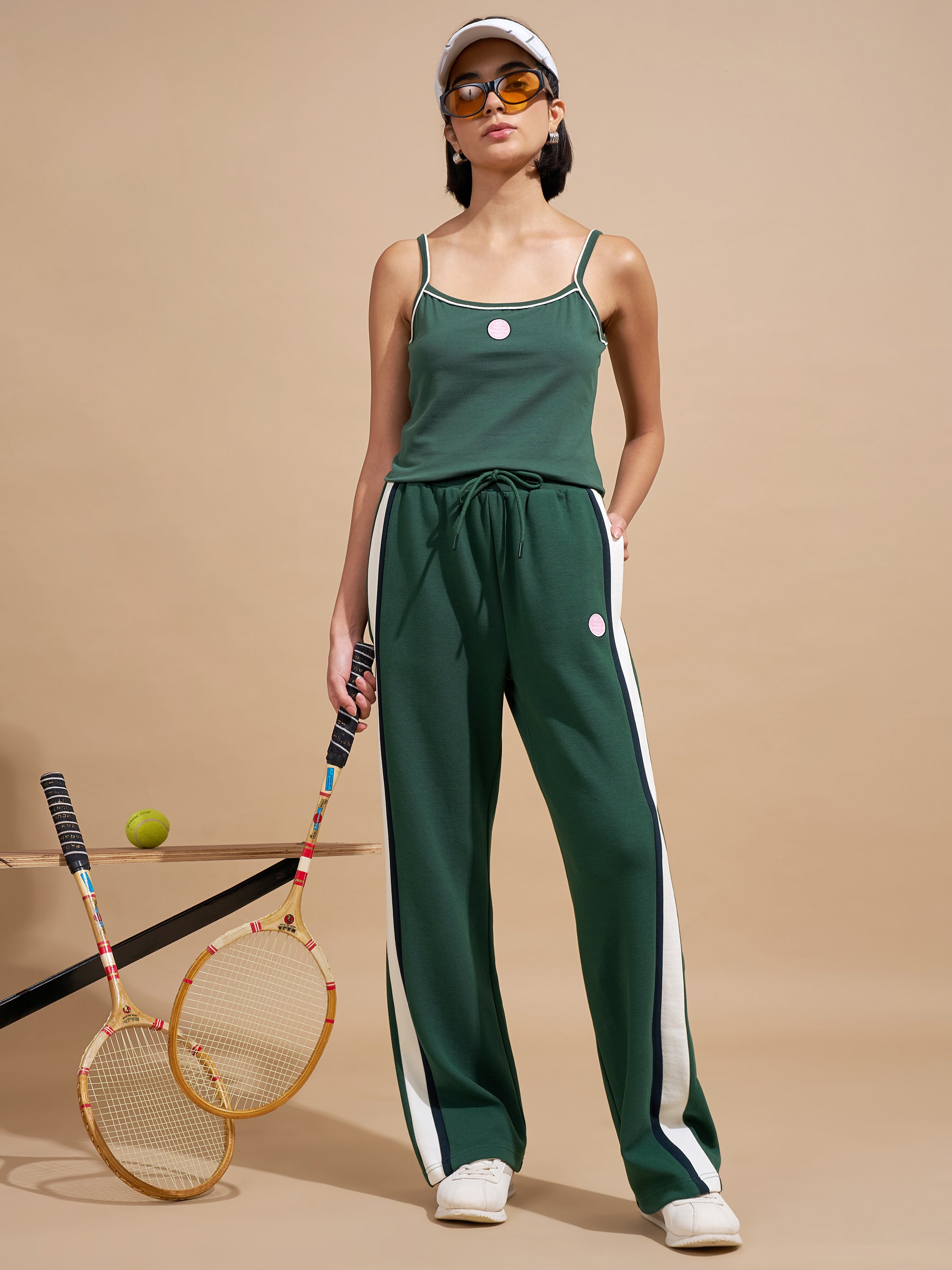 Tokyo Talkies Women Green Relaxed Fit Track Pant