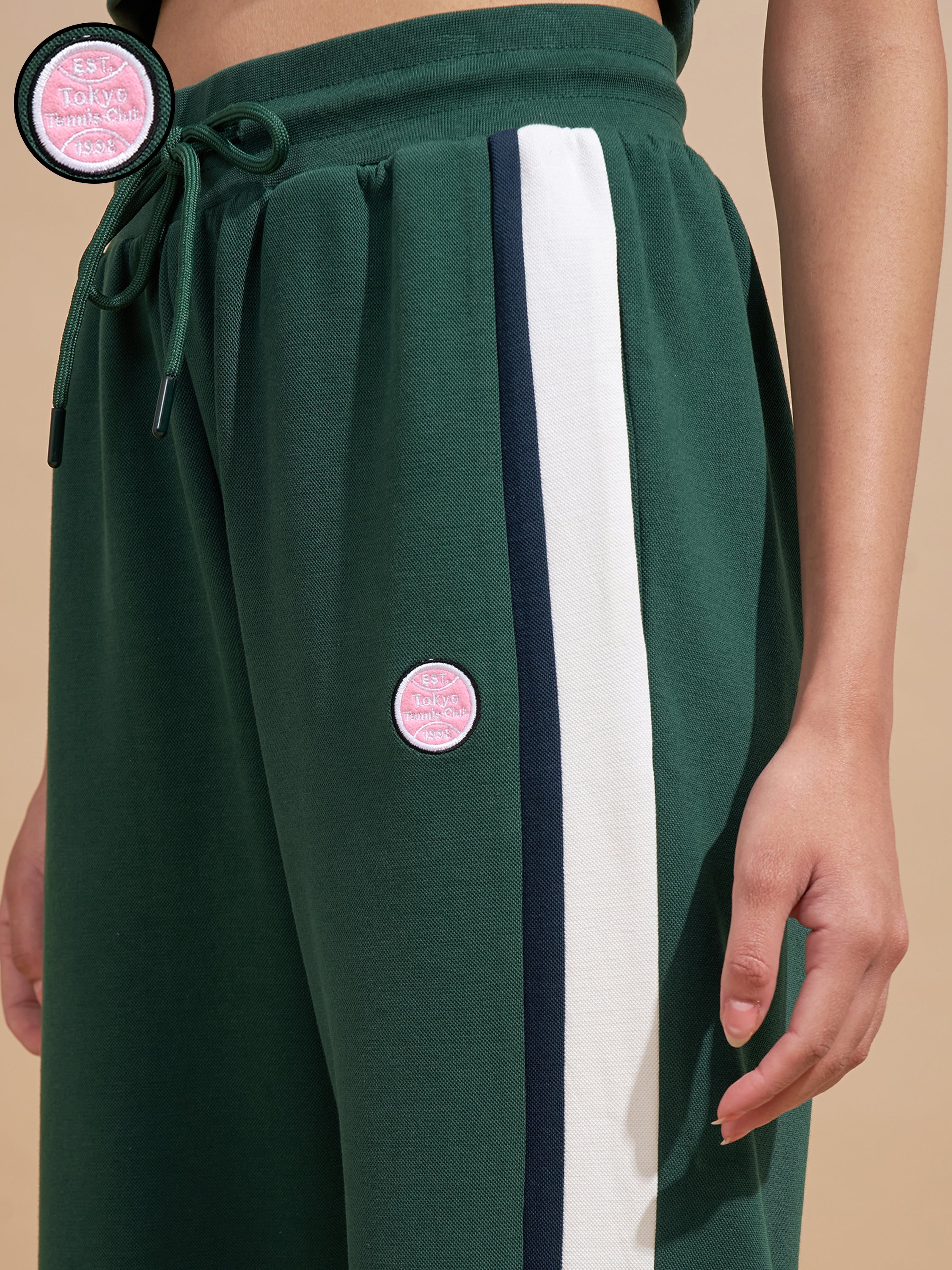Tokyo Talkies Women Green Relaxed Fit Track Pant