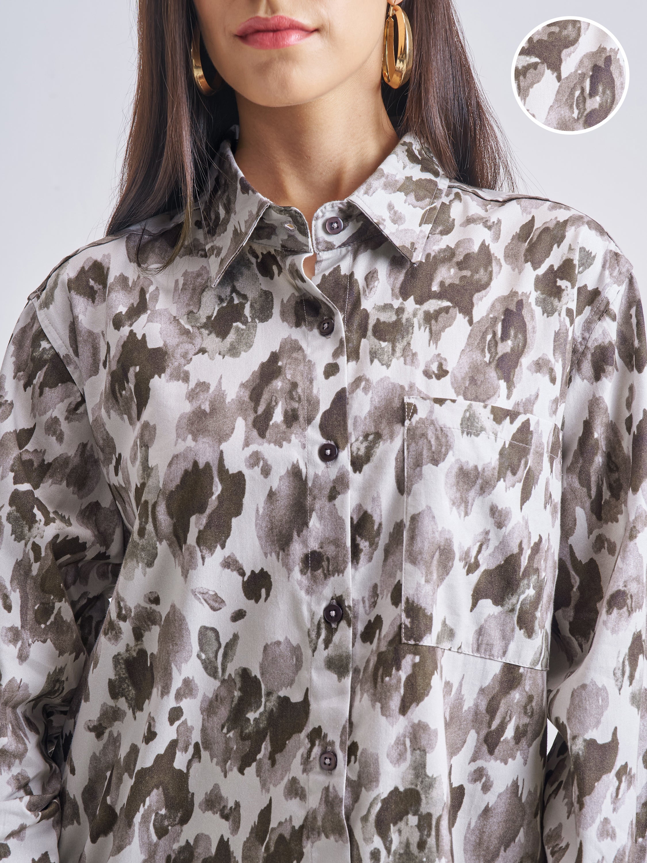Tokyo Talkies Women Brown Printed Casual Shirt - Brown - Image 5