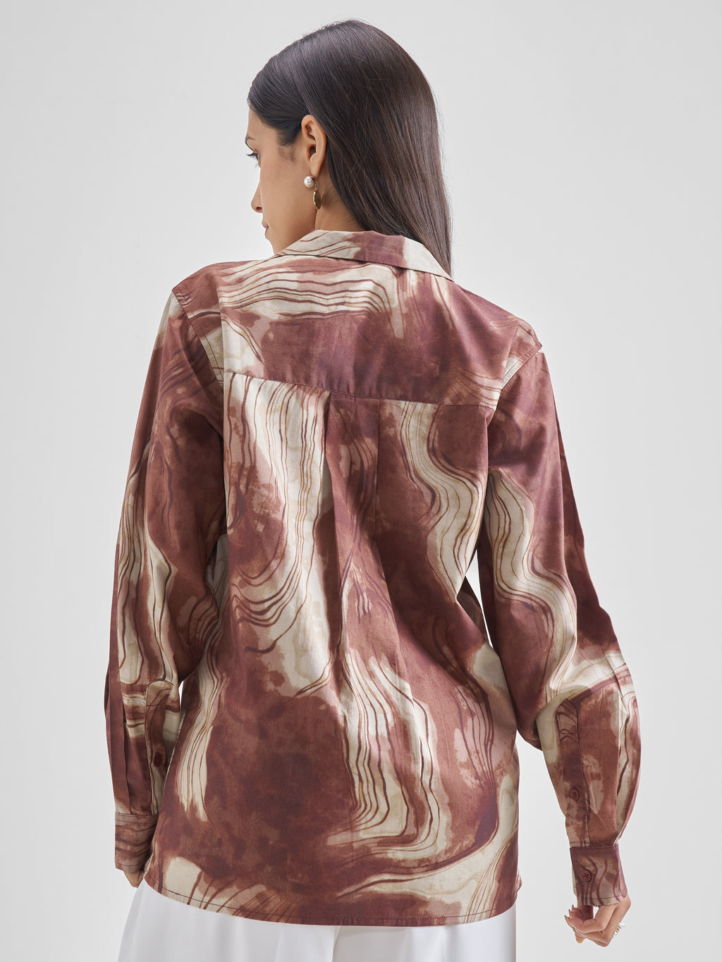 ESPYR By Tokyo Talkies Women Brown Printed Casual Shirt - Brown - Image 3