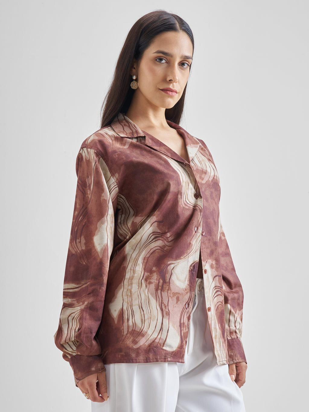 ESPYR By Tokyo Talkies Women Brown Printed Casual Shirt - Brown - Image 6