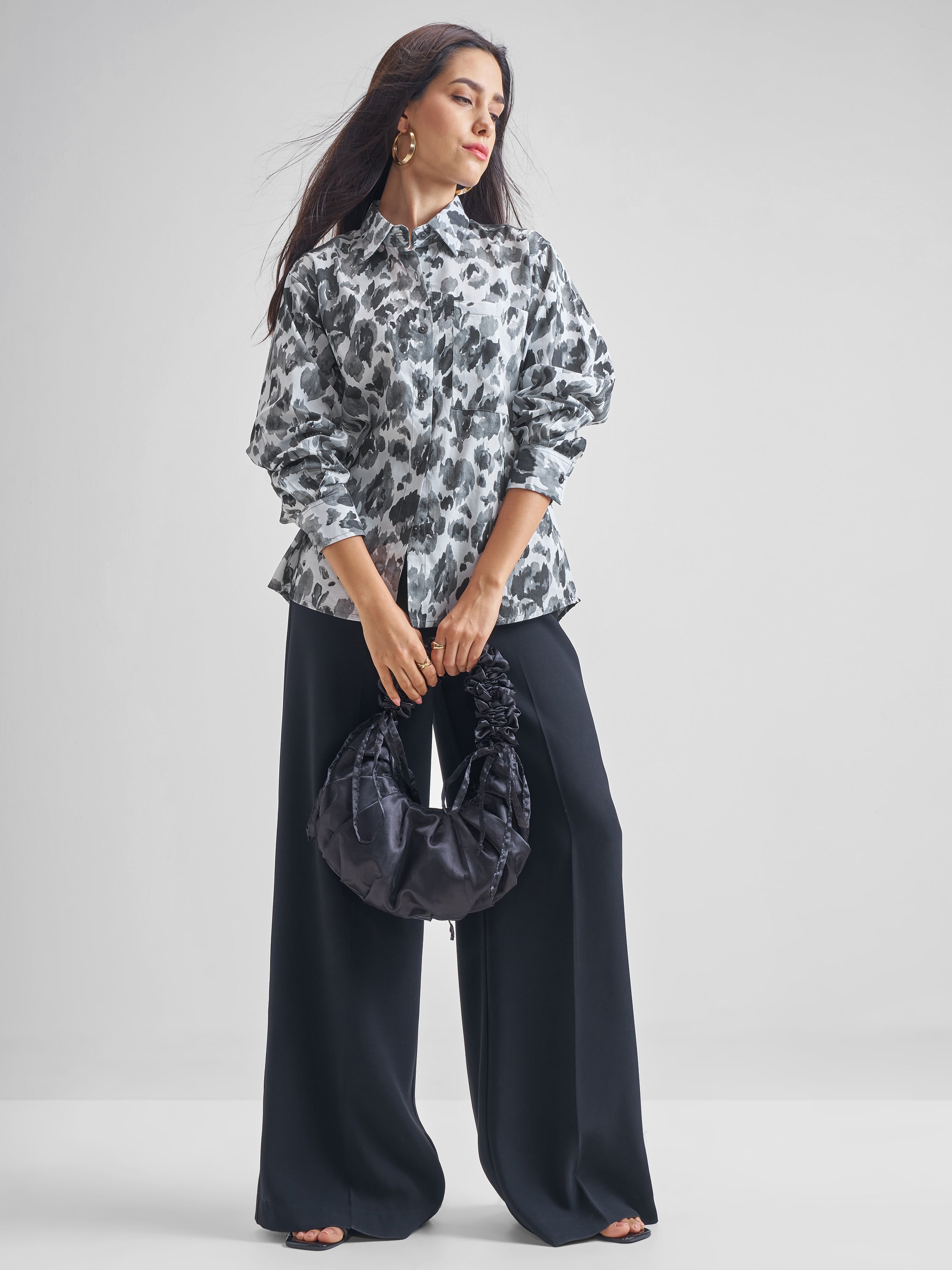 Tokyo Talkies Women Grey Printed Casual Shirt - Grey - Image 2