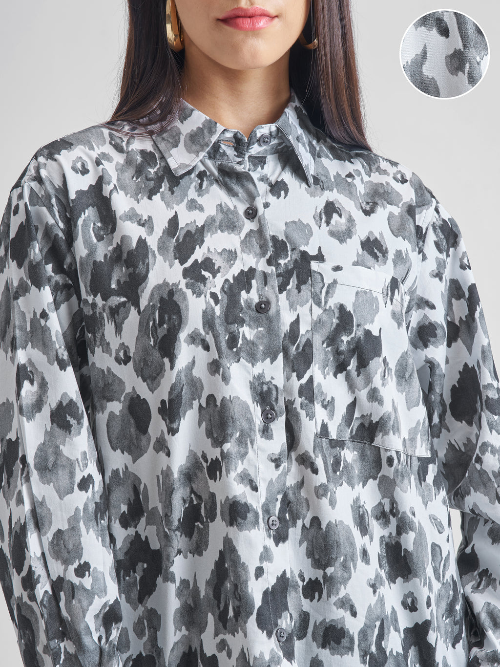 Tokyo Talkies Women Grey Printed Casual Shirt - Grey - Image 5