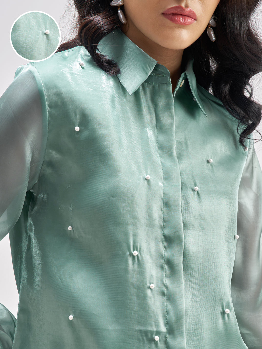 Tokyo Talkies Women Green Solid Casual Shirt - Green - Image 5