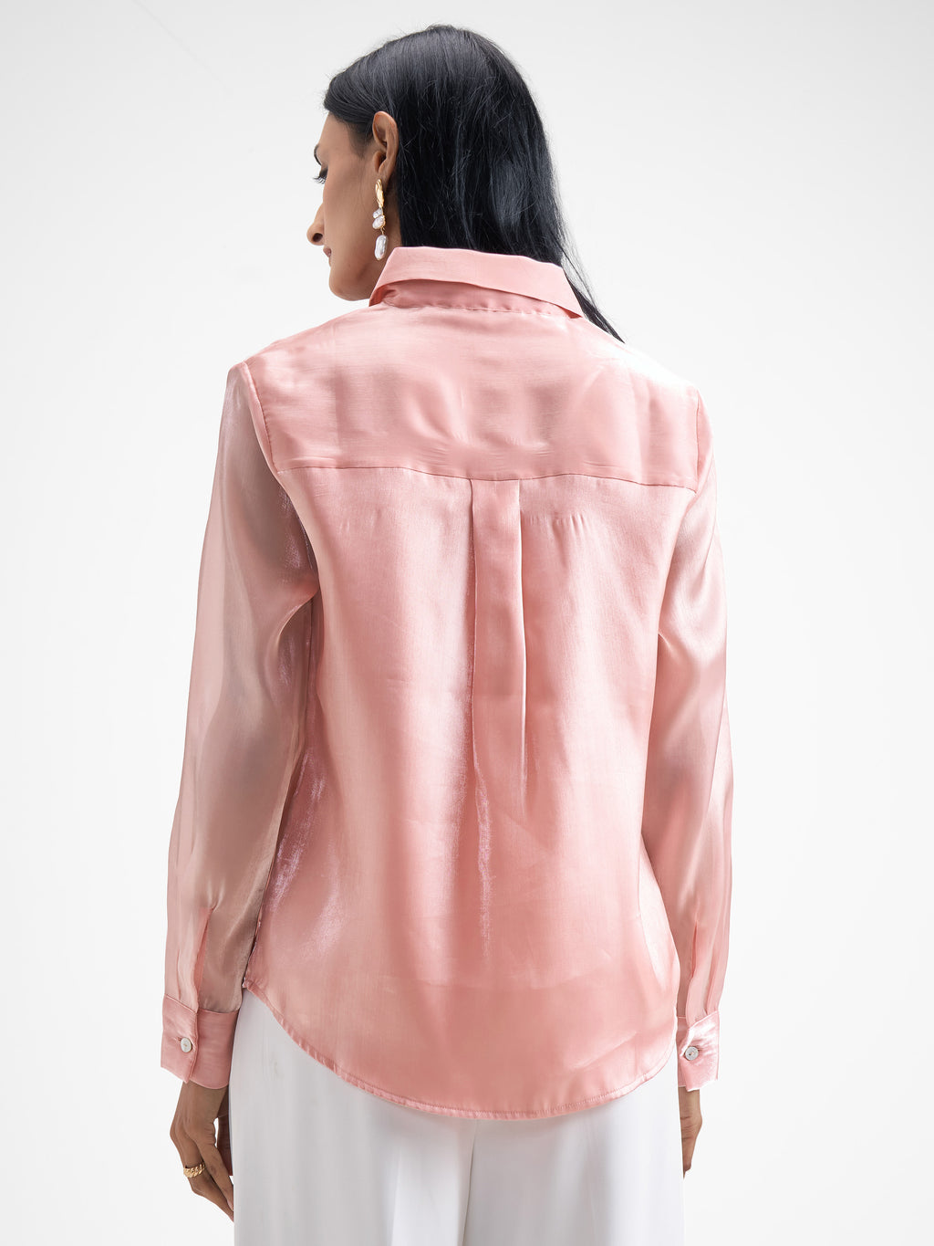 Chic By Tokyo Talkies Women Pink Solid Casual Shirt - Pink - Image 3