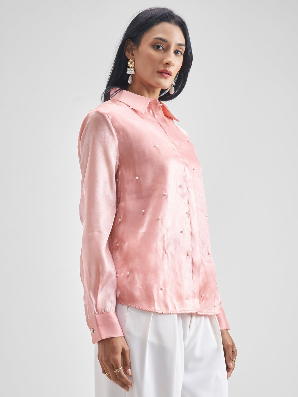 Chic By Tokyo Talkies Women Pink Solid Casual Shirt - Pink - Image 6