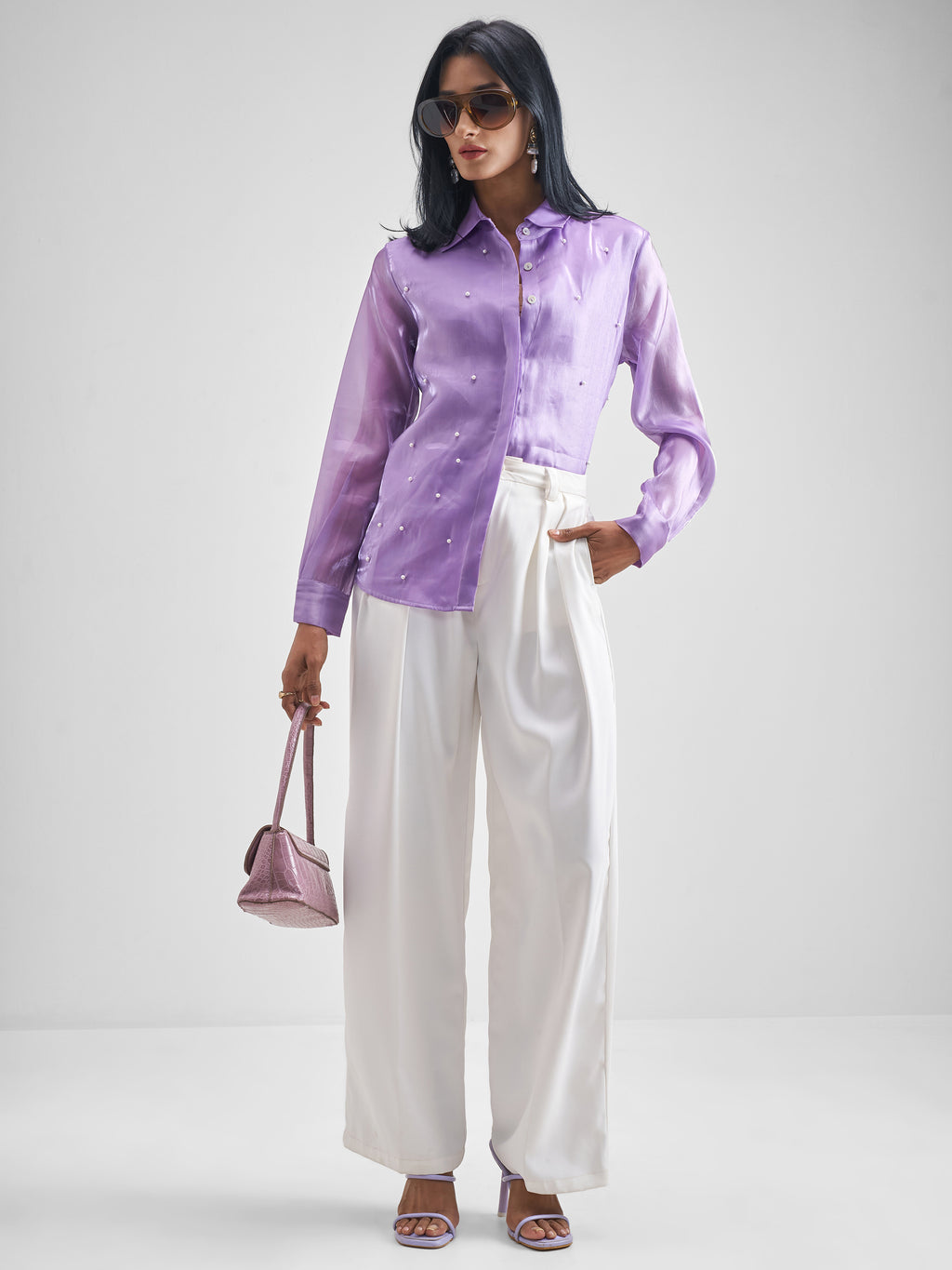 Chic By Tokyo Talkies Women Violet Solid Casual Shirt - Violet - Image 2