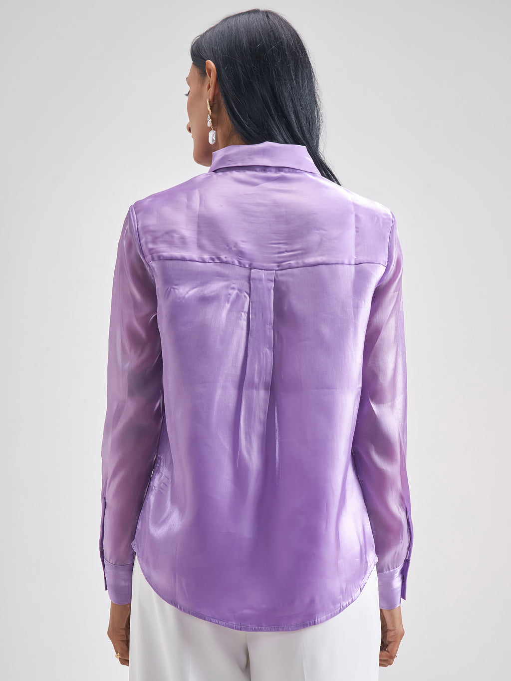 Chic By Tokyo Talkies Women Violet Solid Casual Shirt - Violet - Image 3