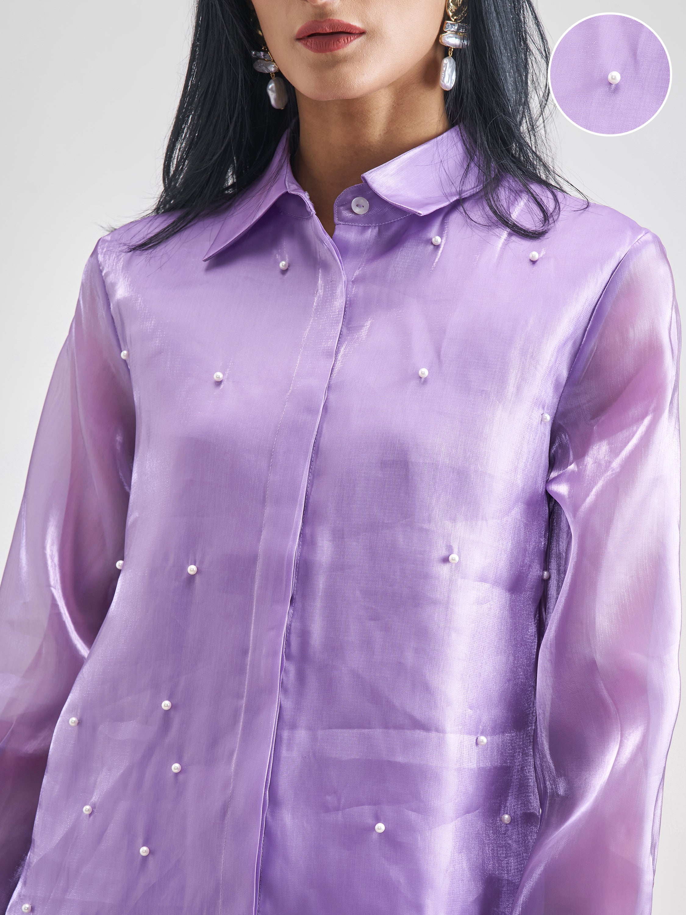 Chic By Tokyo Talkies Women Violet Solid Casual Shirt - Violet - Image 5