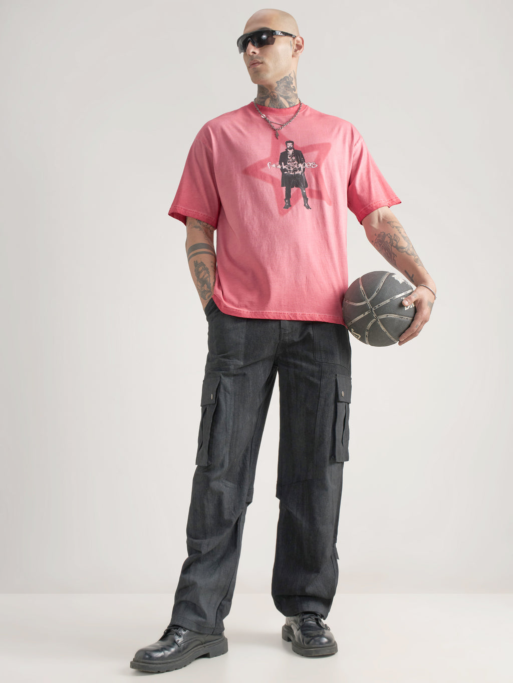 Highlander Men Pink The Boys Printed Round Neck Oversized Fit T-Shirt - Pink - Image 2