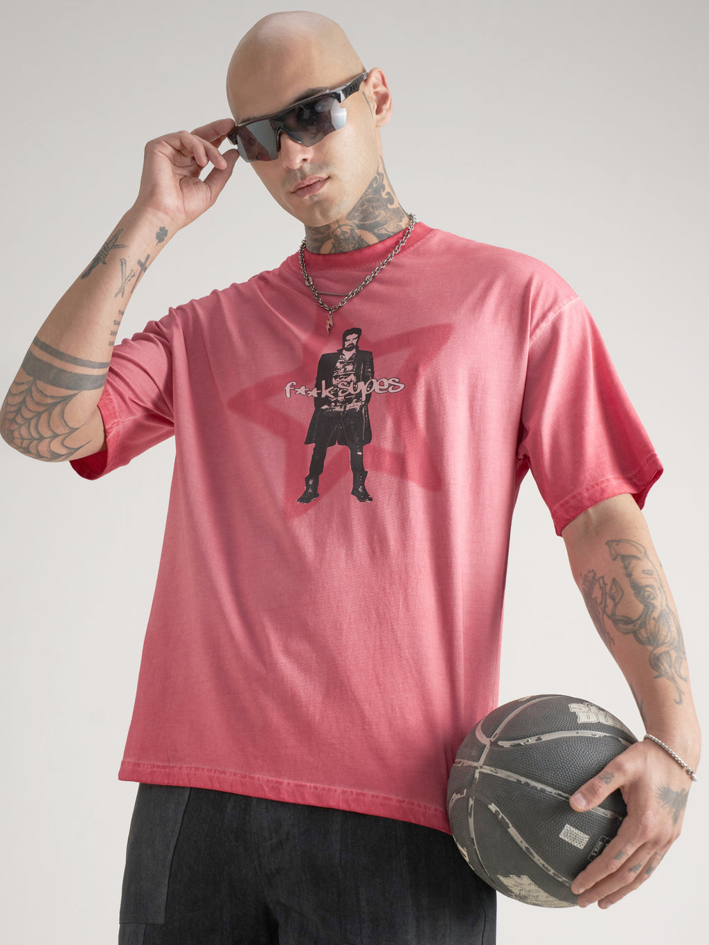 Highlander Men Pink The Boys Printed Round Neck Oversized Fit T-Shirt - Pink - Image 3