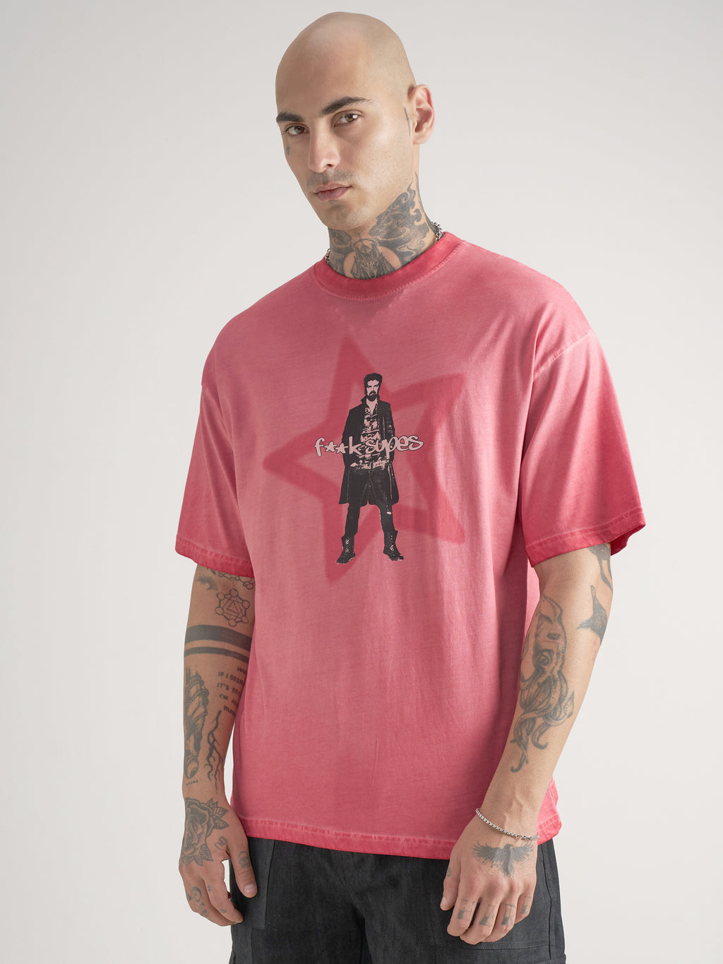 Highlander Men Pink The Boys Printed Round Neck Oversized Fit T-Shirt - Pink - Image 4