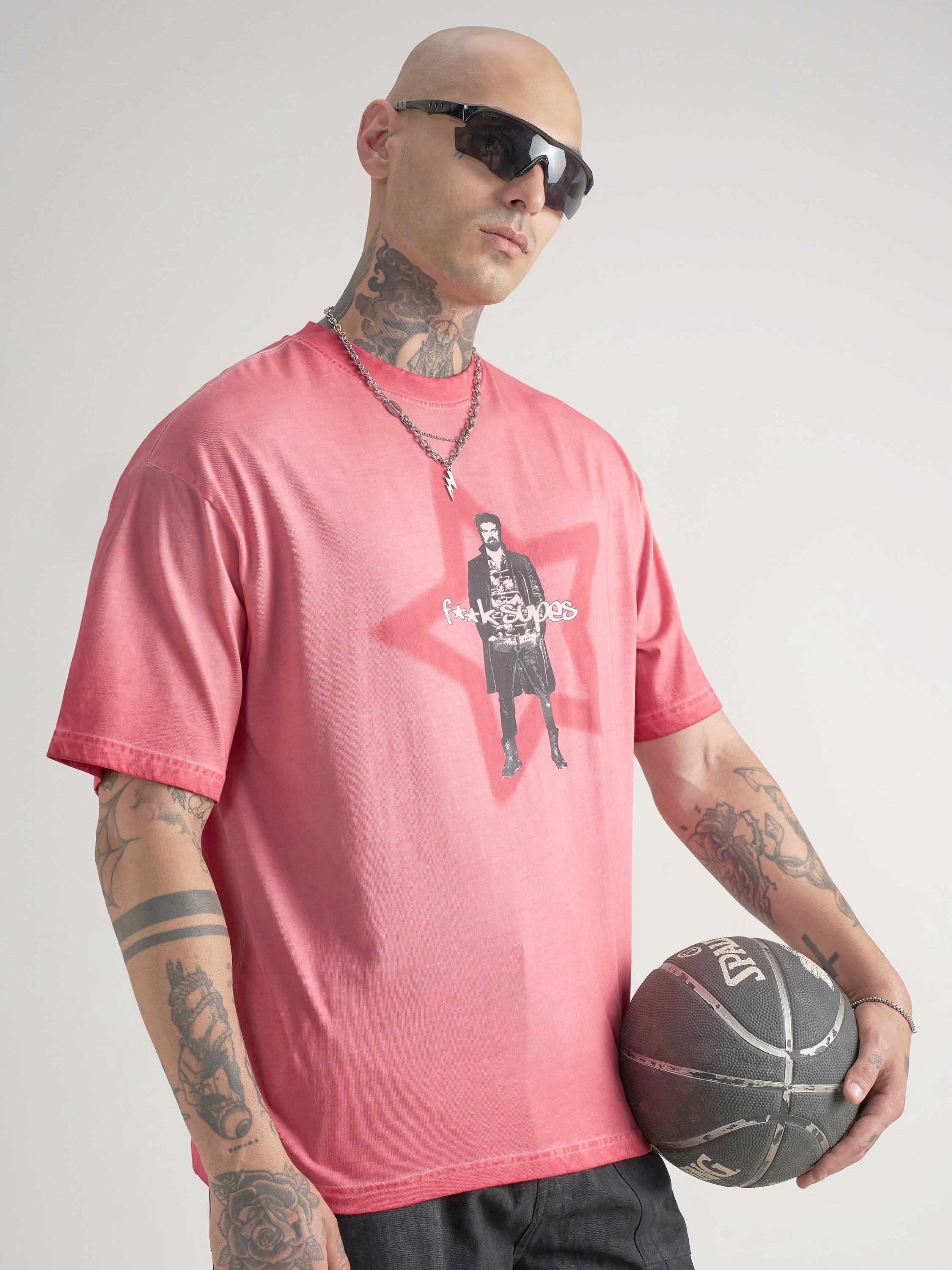 Highlander Men Pink The Boys Printed Round Neck Oversized Fit T-Shirt - Pink - Image 6