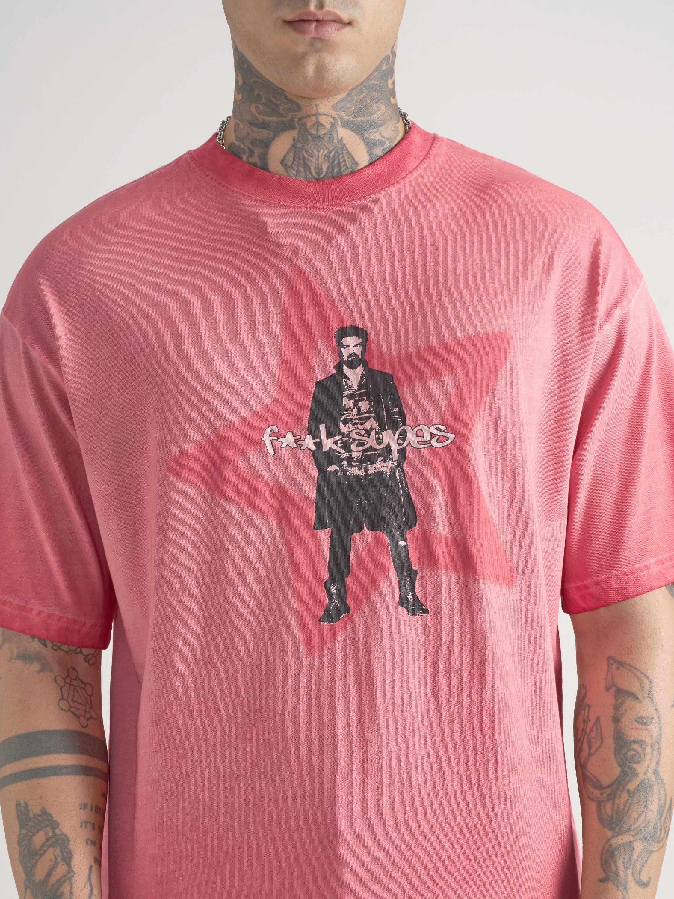 Highlander Men Pink The Boys Printed Round Neck Oversized Fit T-Shirt - Pink - Image 7