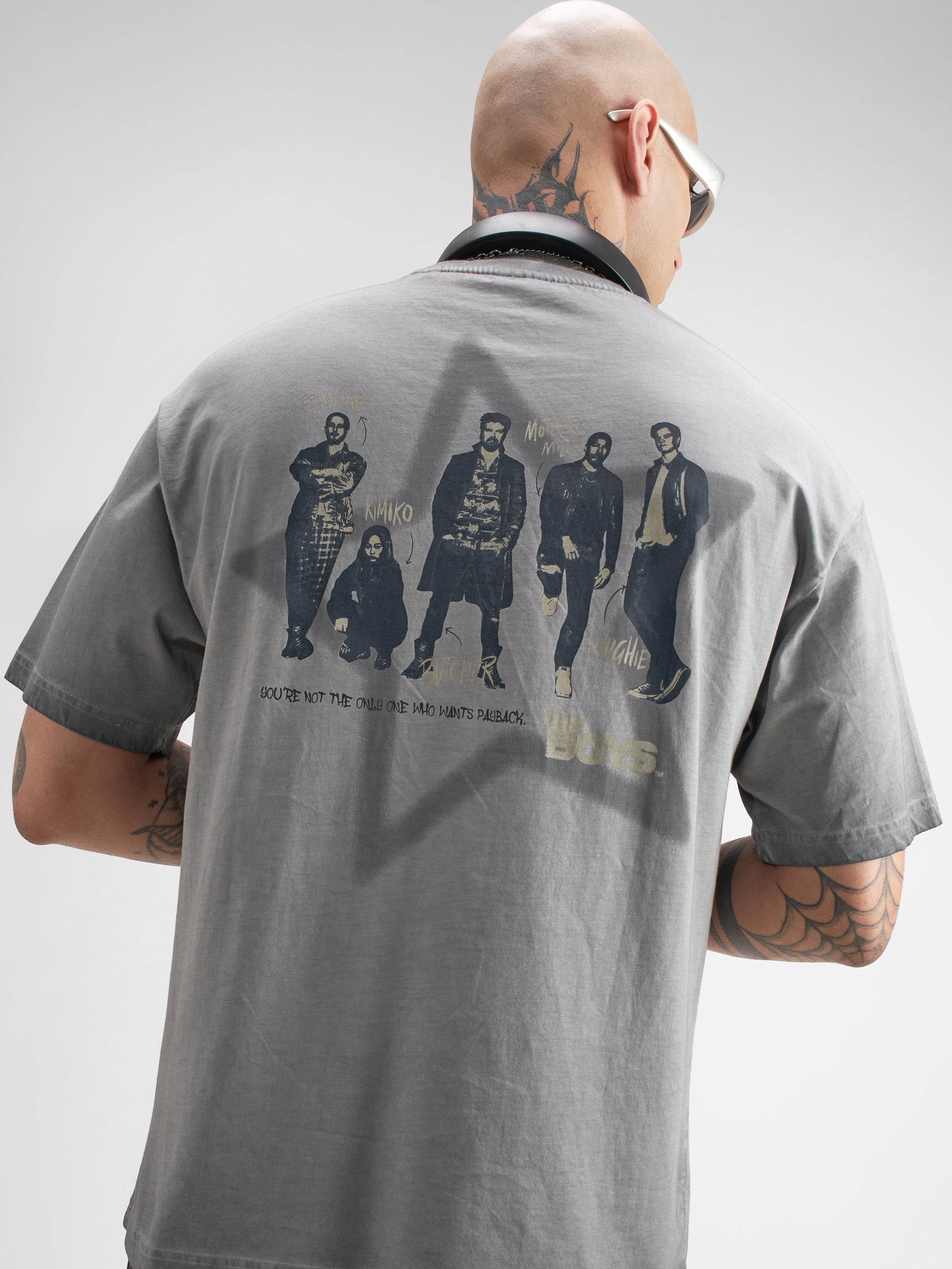 Highlander Men Grey The Boys Printed Round Neck Oversized Fit T-Shirt - Grey - Image 1