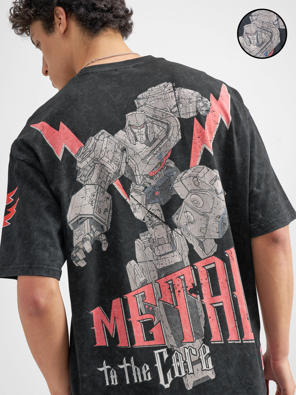 Highlander Men Black Transformers Printed Round Neck Oversized Fit T-Shirt - Black - Image 5