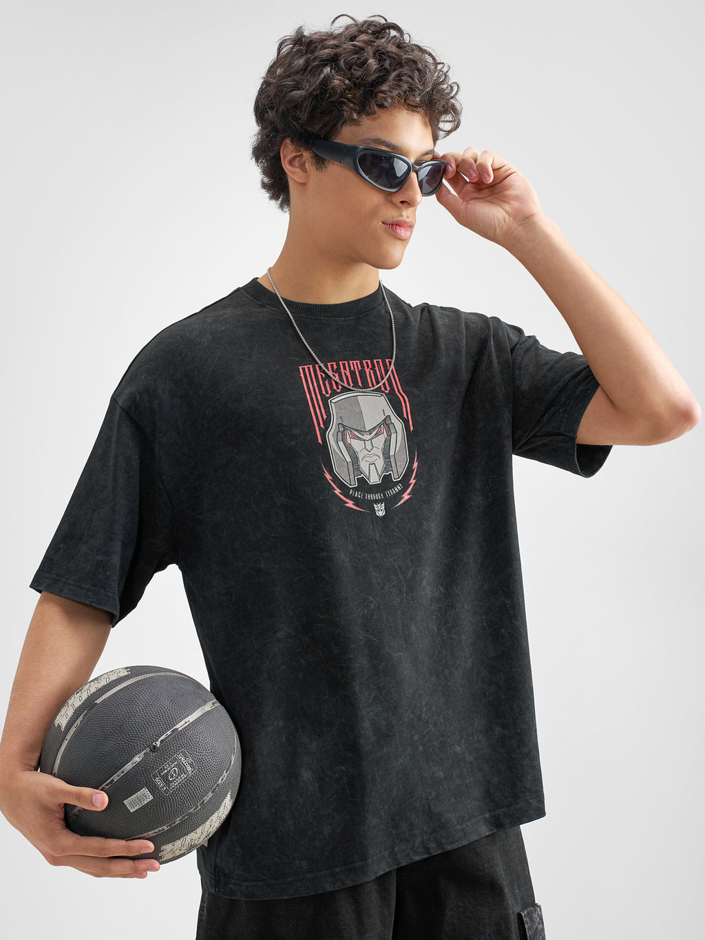 Highlander Men Black Transformers Printed Round Neck Oversized Fit T-Shirt - Black - Image 6