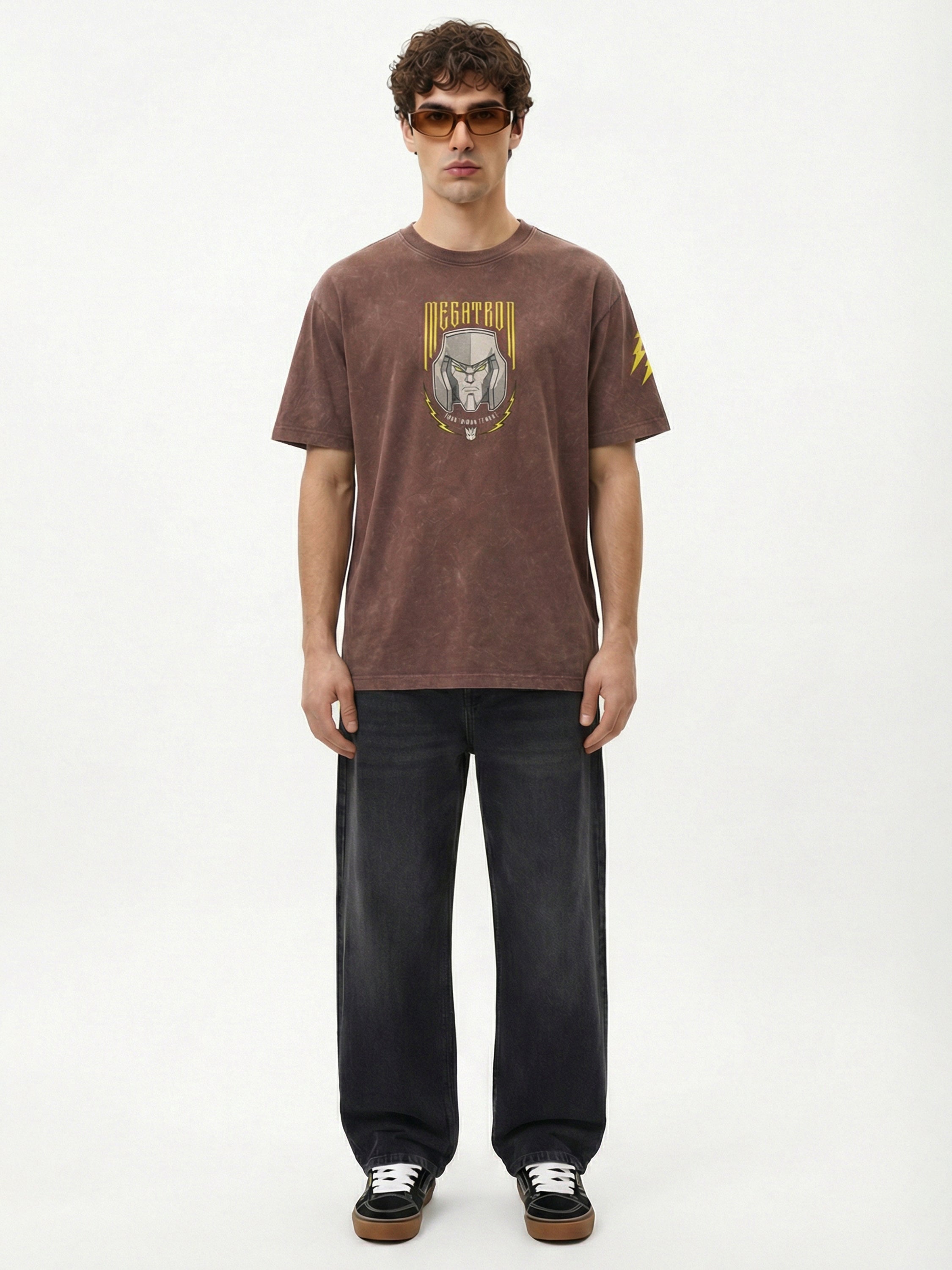 Highlander Men Brown Transformers Printed Round Neck Oversized Fit T-Shirt - Brown - Image 4