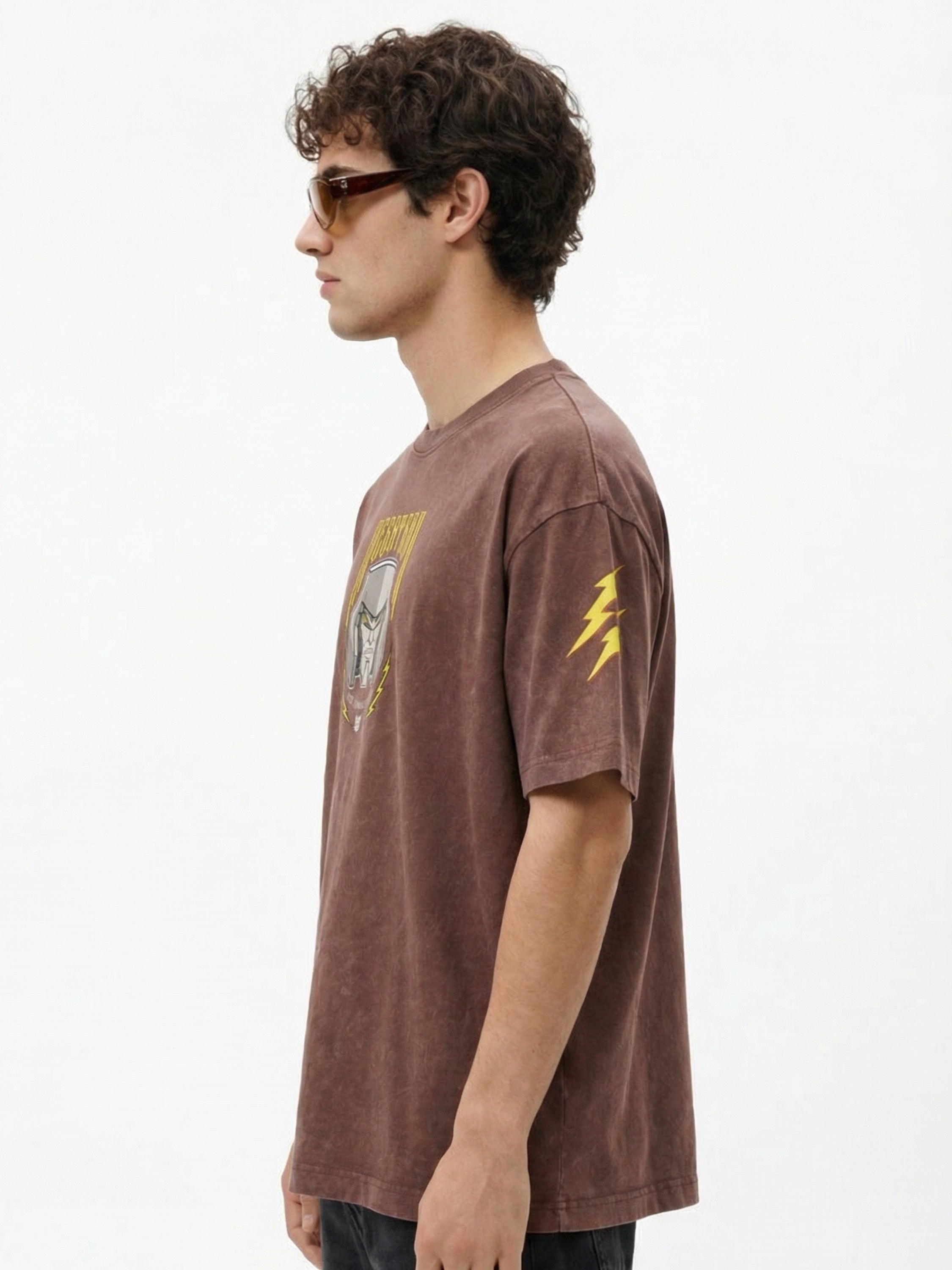 Highlander Men Brown Transformers Printed Round Neck Oversized Fit T-Shirt - Brown - Image 6