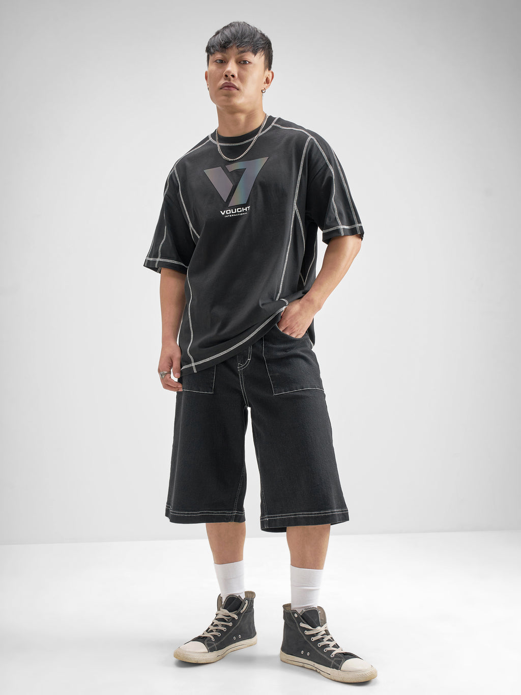 Highlander Men Black The Boys Printed Round Neck Oversized Fit T-Shirt - Black - Image 2