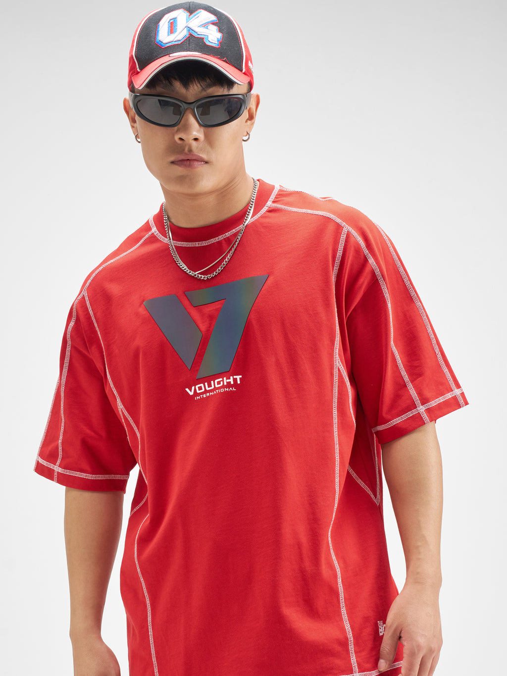 Highlander Men Red The Boys Printed Round Neck Oversized Fit T-Shirt - Red - Image 1