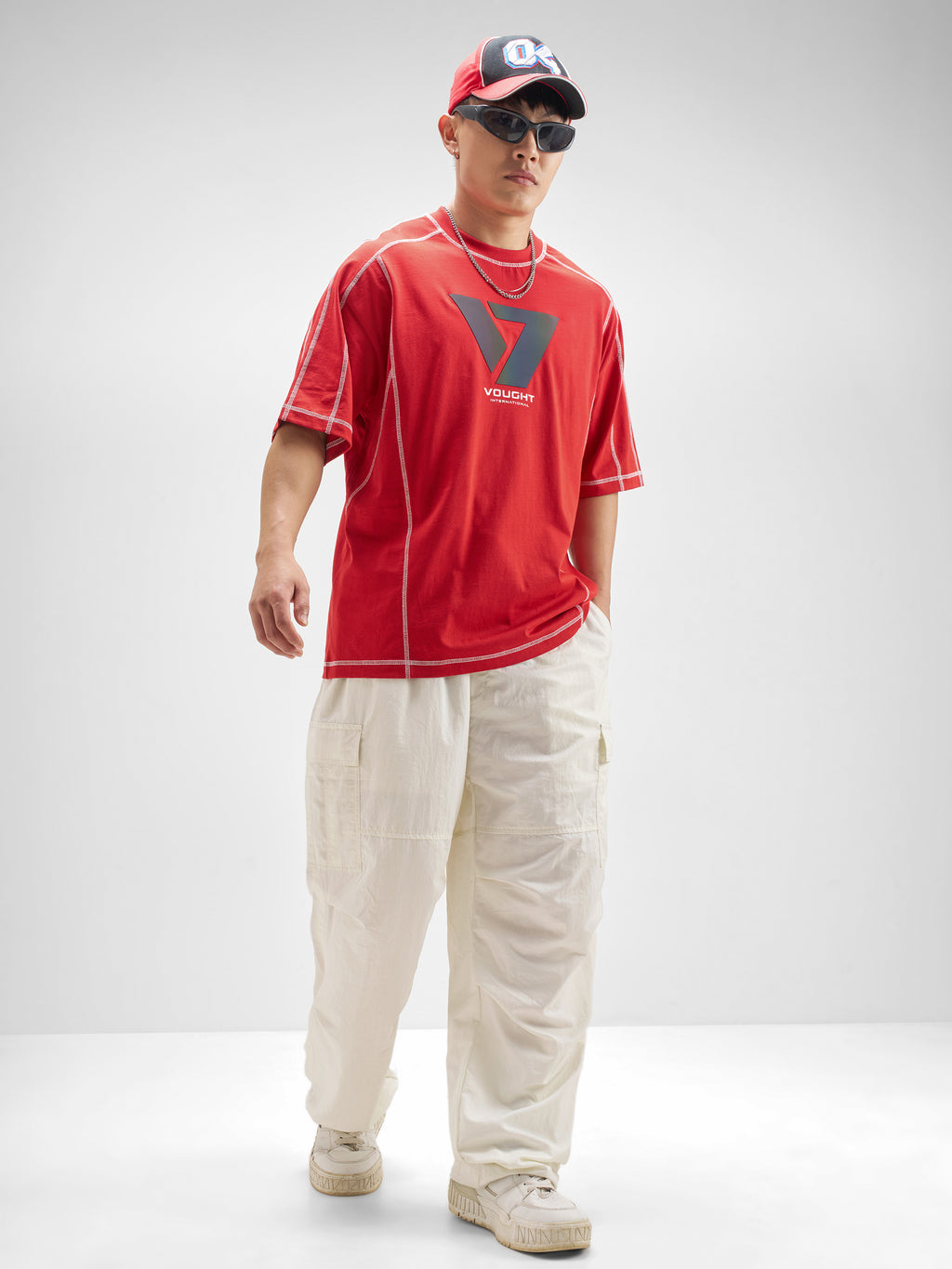 Highlander Men Red The Boys Printed Round Neck Oversized Fit T-Shirt - Red - Image 2