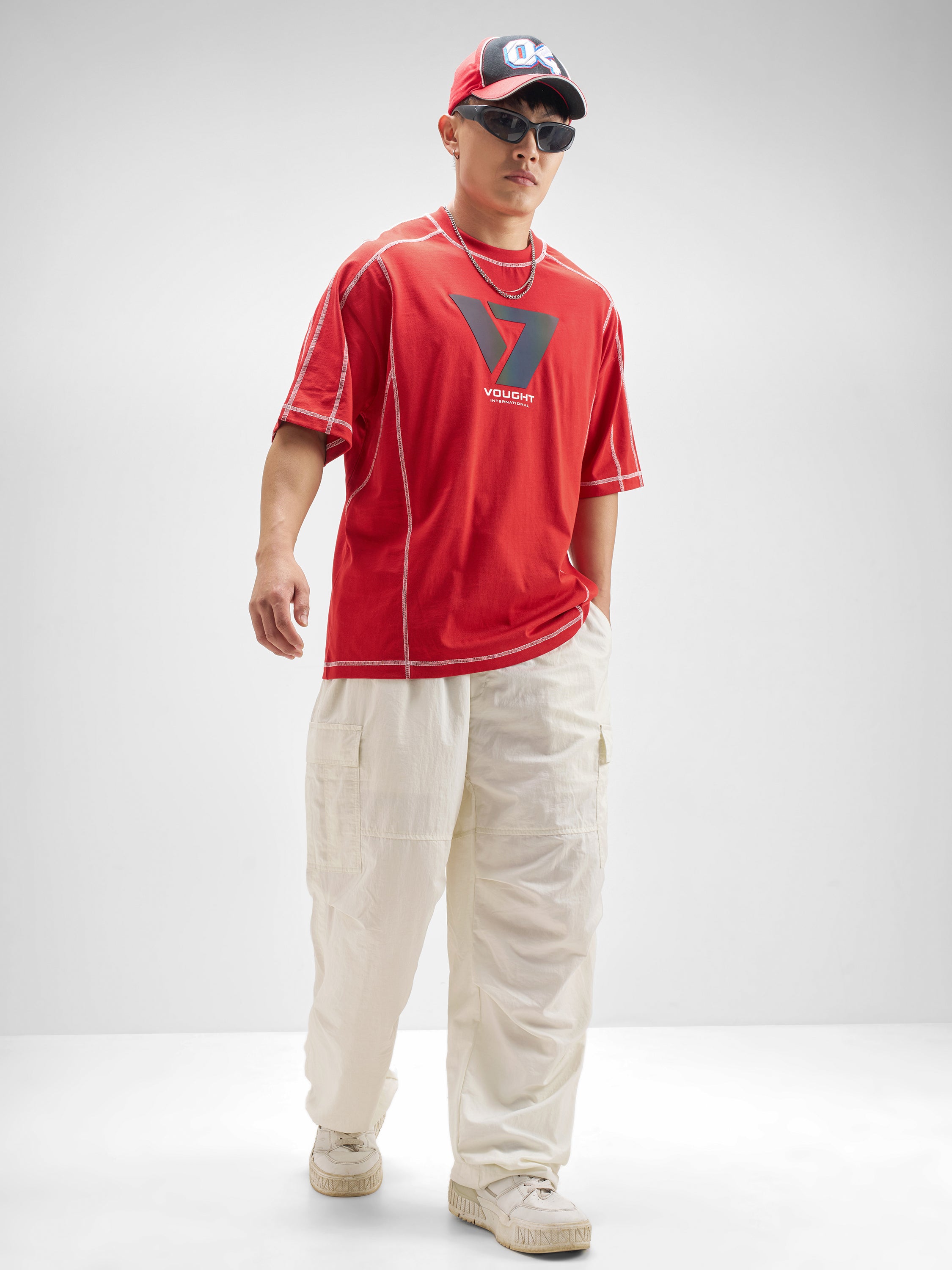 Highlander Men Red The Boys Printed Round Neck Oversized Fit T-Shirt - Red - Image 2