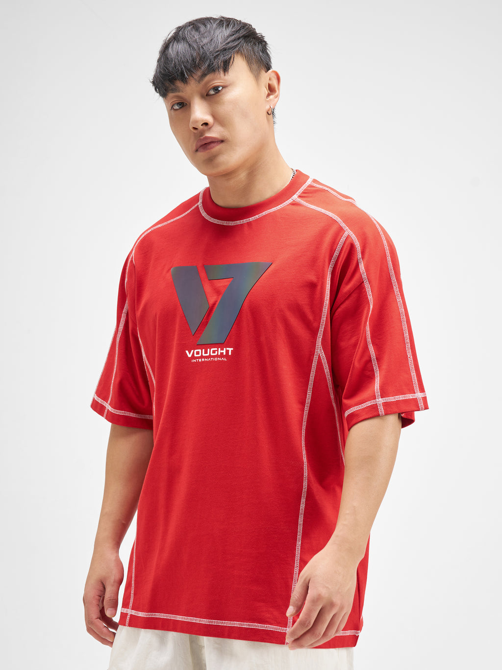 Highlander Men Red The Boys Printed Round Neck Oversized Fit T-Shirt - Red - Image 4