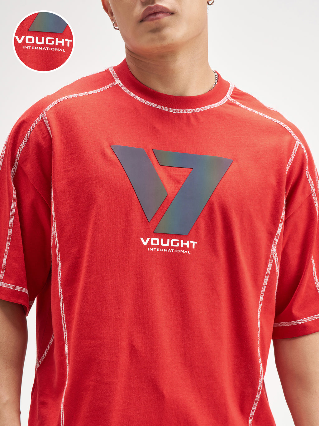 Highlander Men Red The Boys Printed Round Neck Oversized Fit T-Shirt - Red - Image 5