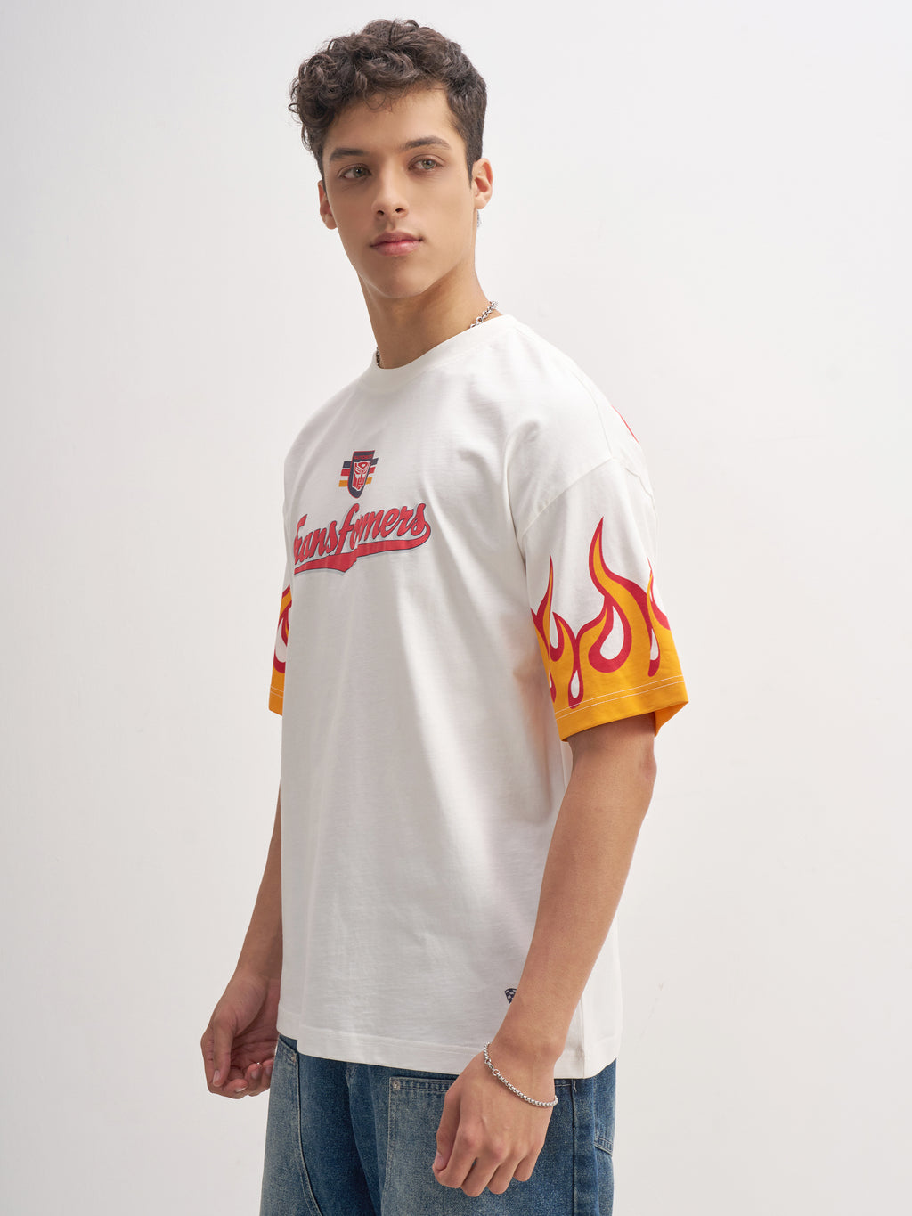 Highlander Men White Transformers Printed Round Neck T-Shirt - White - Image 4