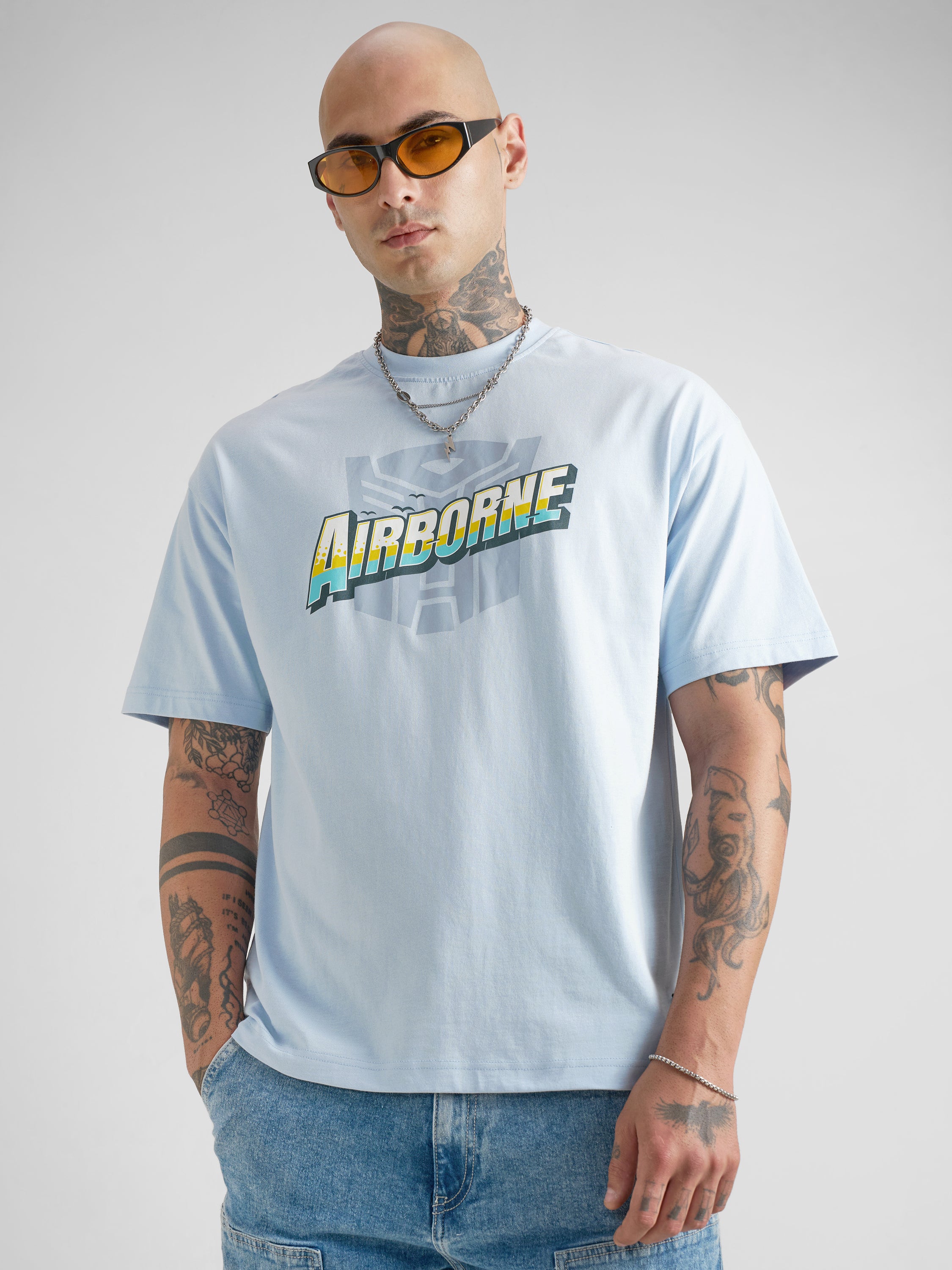 Highlander Men Blue Transformers Printed Round Neck T-Shirt - Blue - Image 3