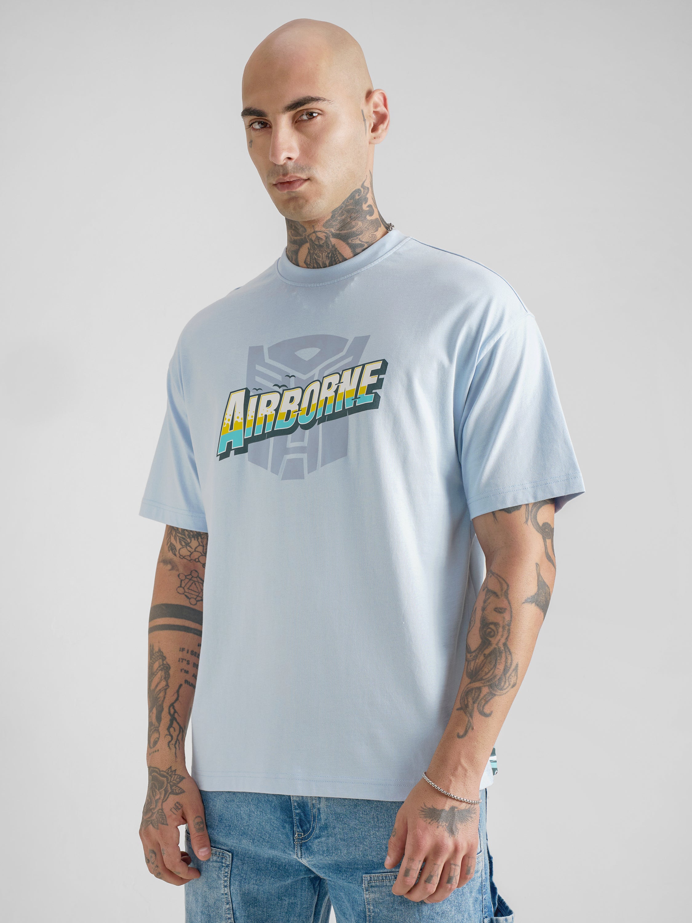 Highlander Men Blue Transformers Printed Round Neck T-Shirt - Blue - Image 4