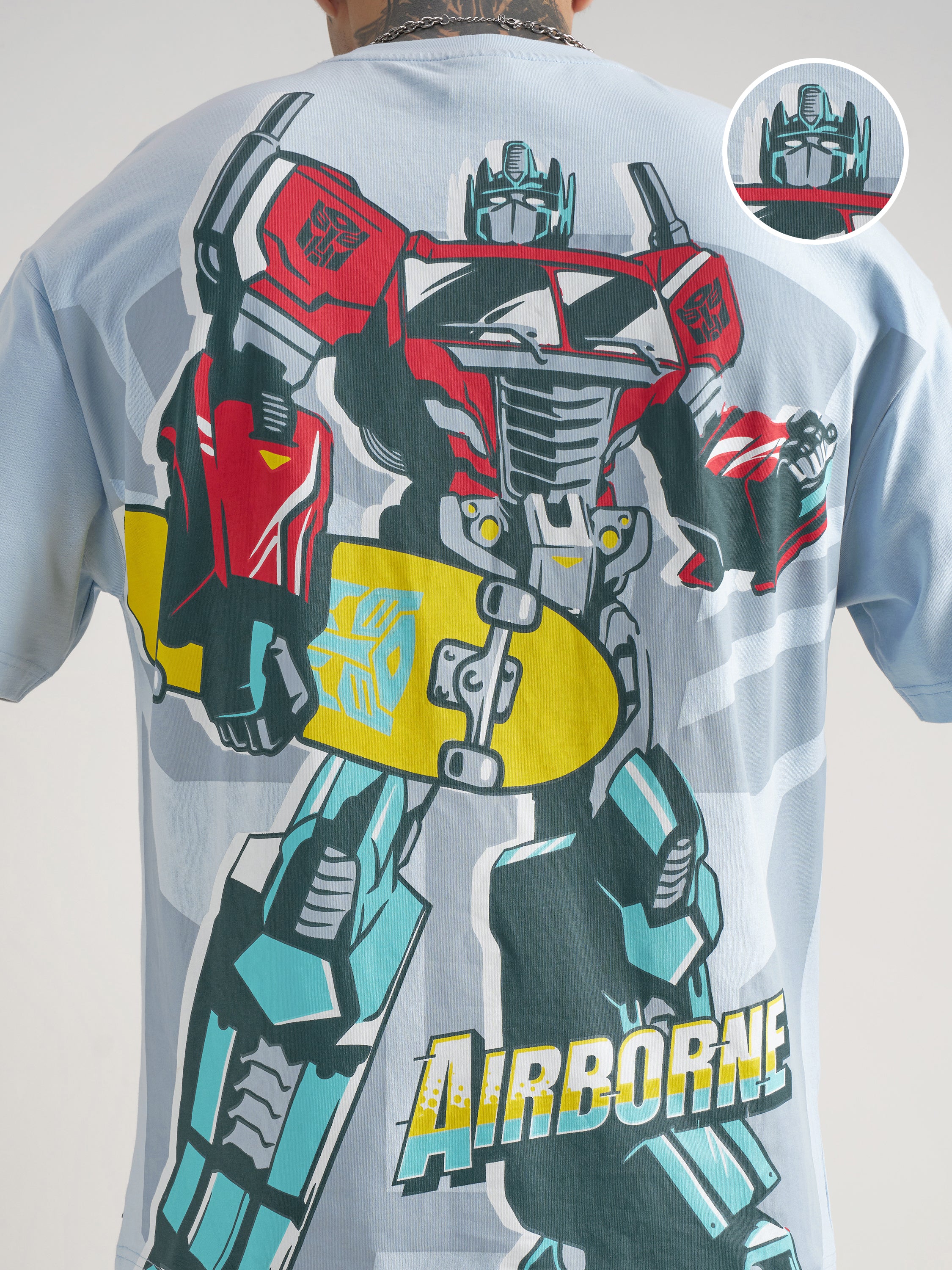 Highlander Men Blue Transformers Printed Round Neck T-Shirt - Blue - Image 5